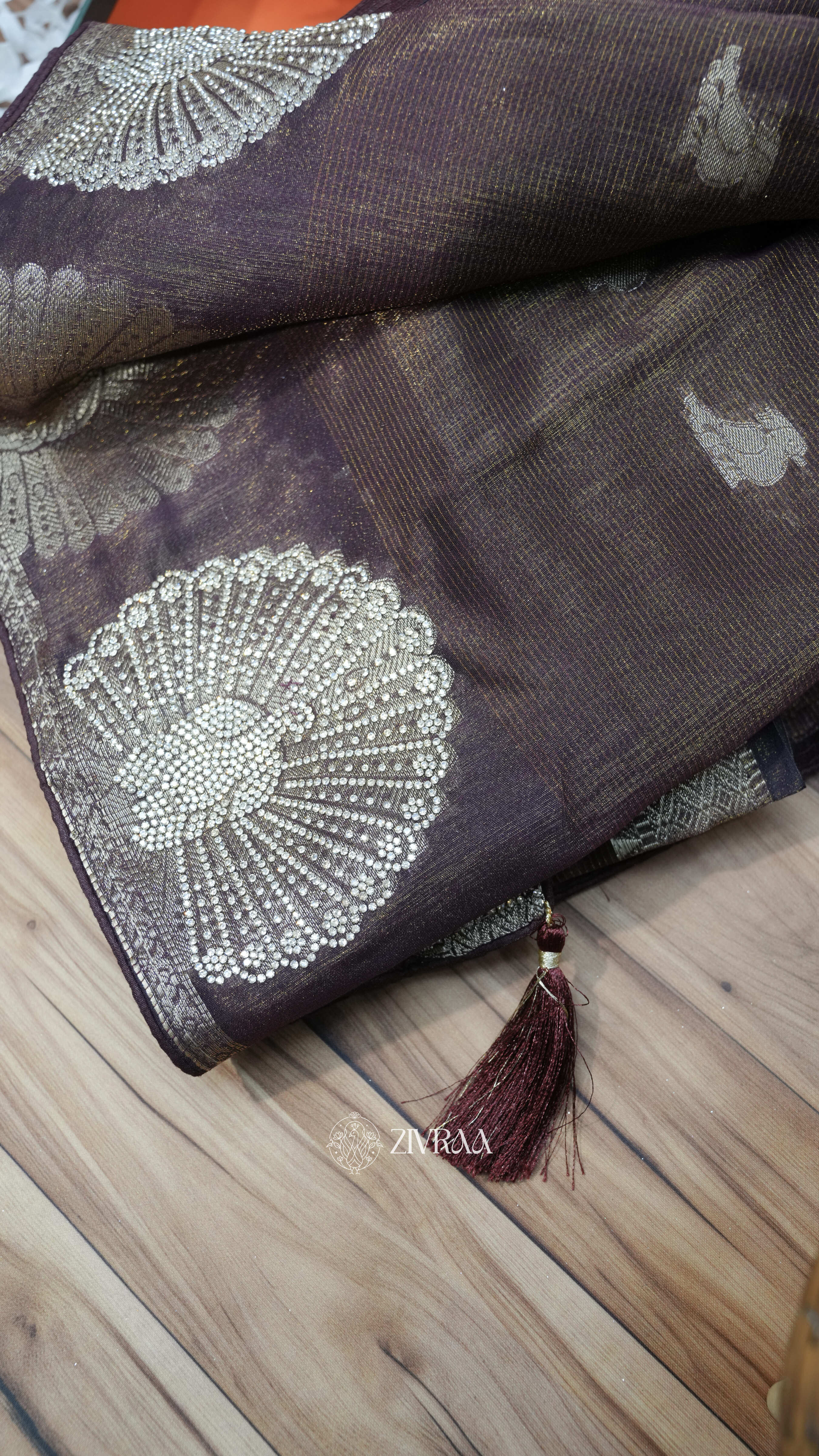 Elegant Firozi, Zari Work Silk Saree with Traditional Motifs