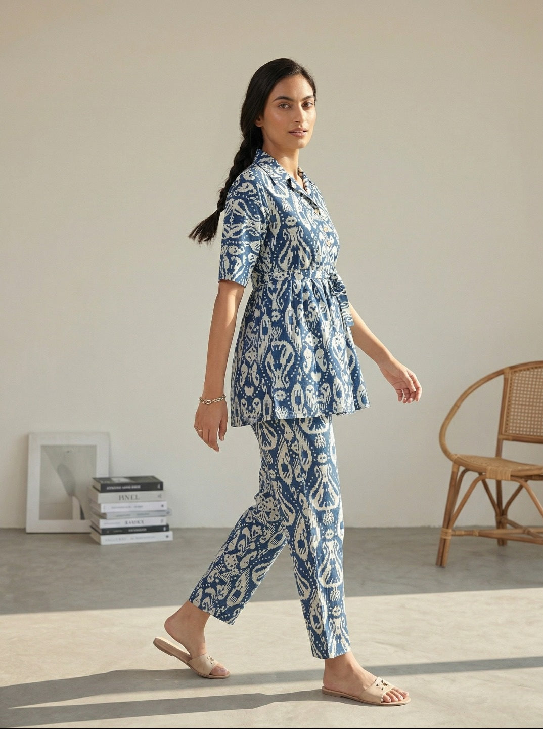 Women’s Ethnic Printed Co-Ord Set | with Peplum Top & Palazzo Pants