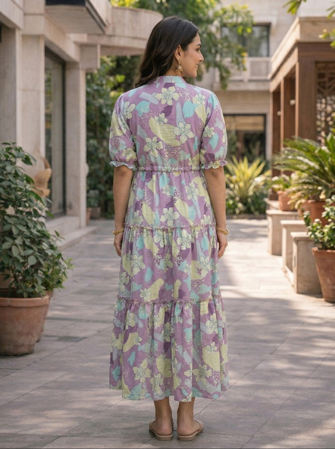 Floral Printed Tiered Kurti with Flowy Silhouette and – Comfortable Everyday Ethnic Style