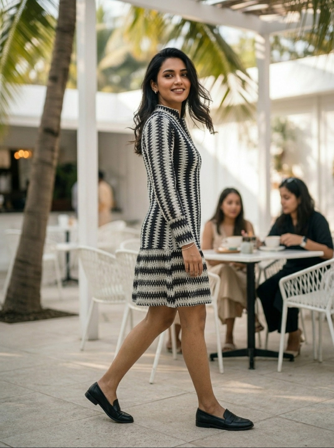 Striped Kurti for Women – Full Sleeve Short Kurti Dress, Regular Fit Casual Office Wear Ethnic Top