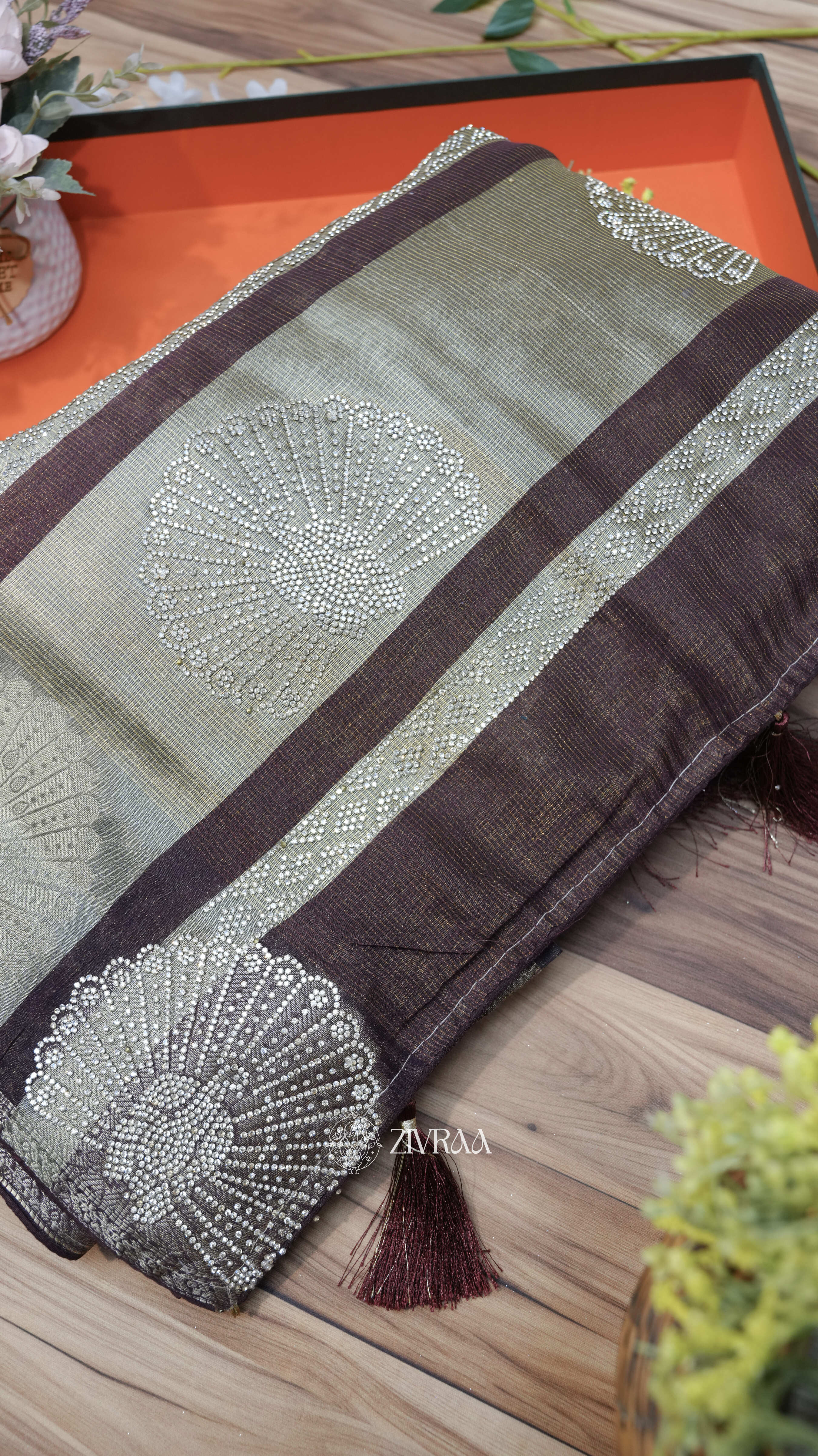 Elegant Firozi, Zari Work Silk Saree with Traditional Motifs