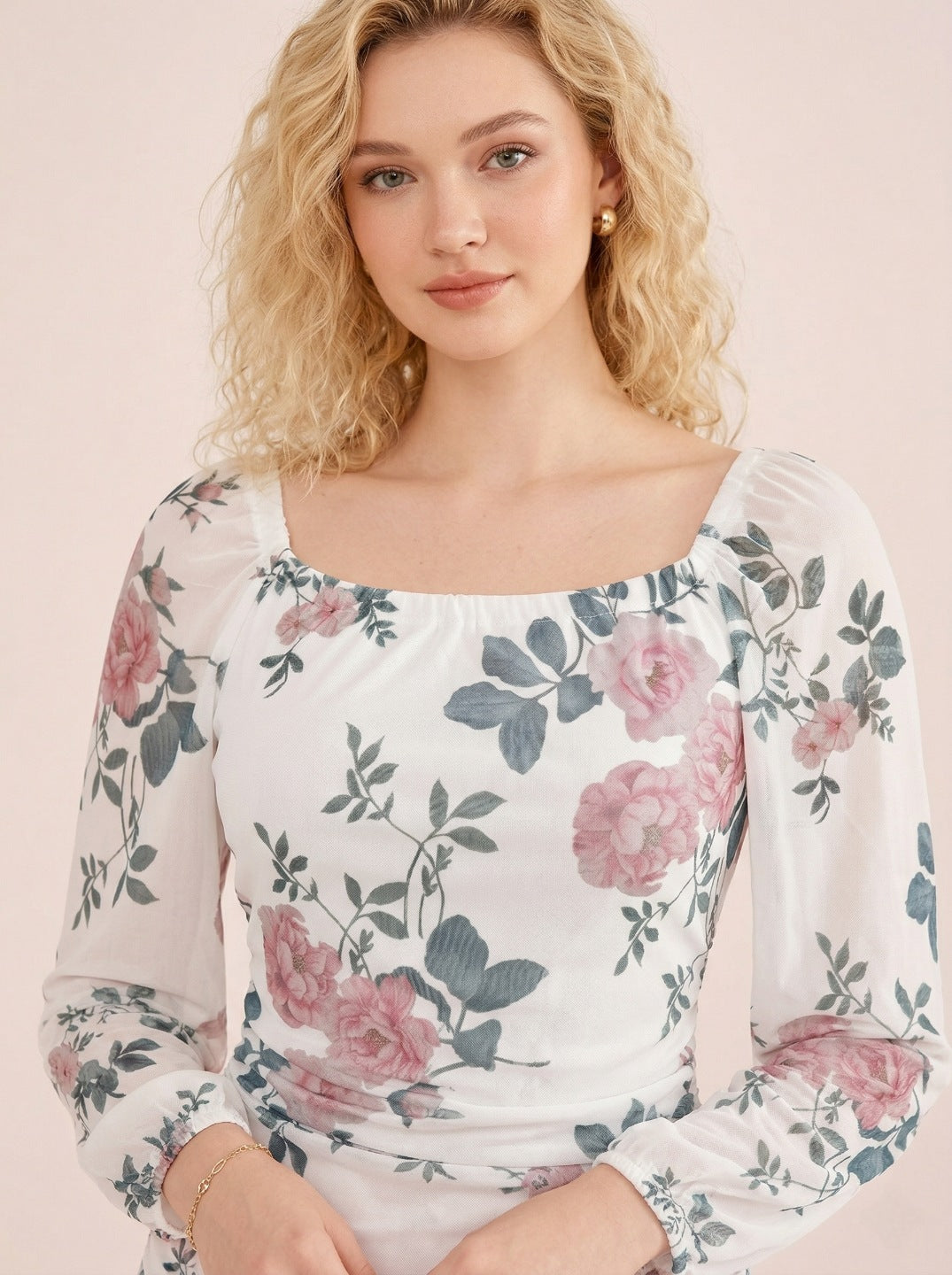 Women White Floral Digital Print Western Dress | Lycra Bodycon Midi Dress for Party & Casual Wear