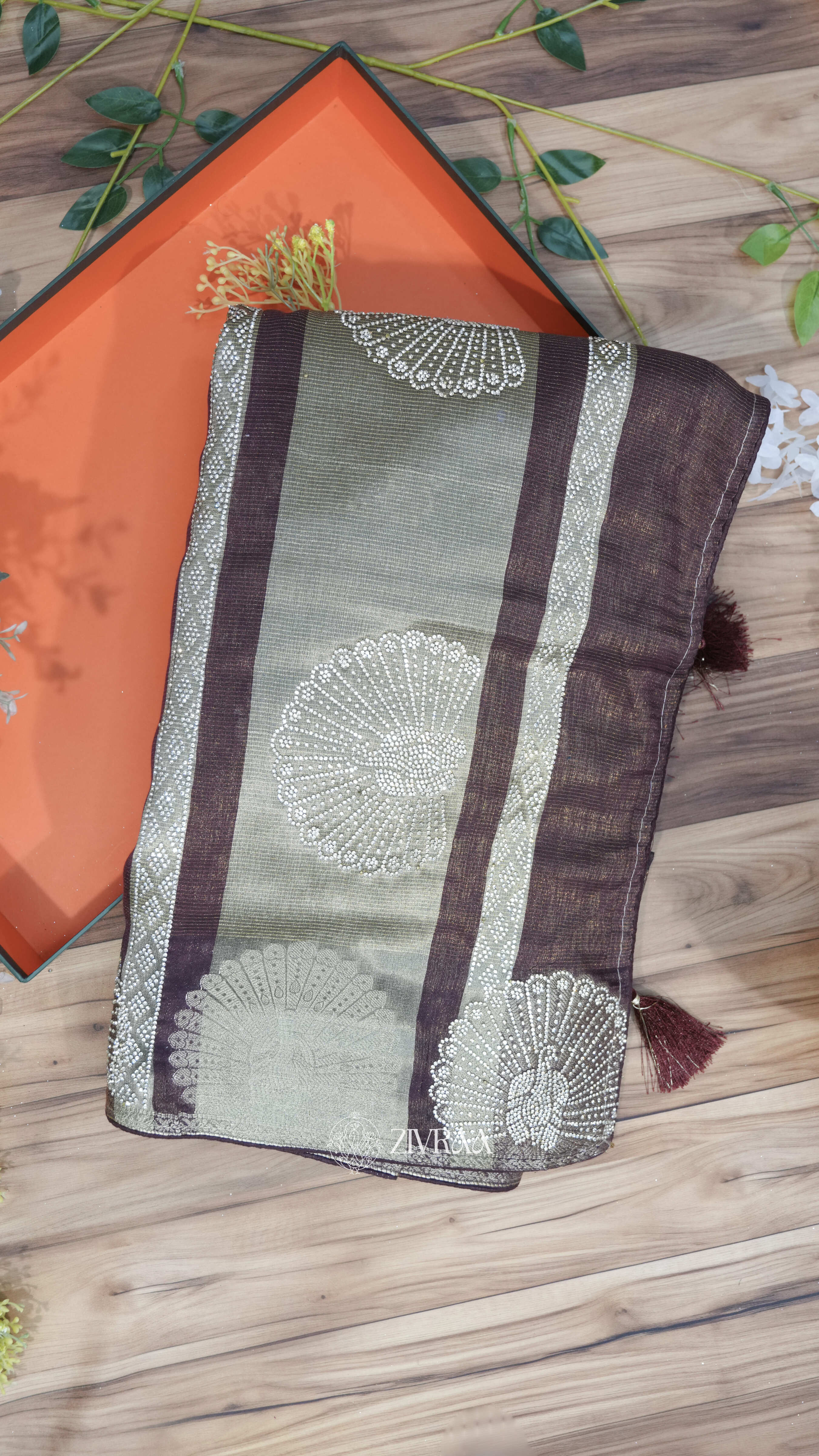 Elegant Firozi, Zari Work Silk Saree with Traditional Motifs
