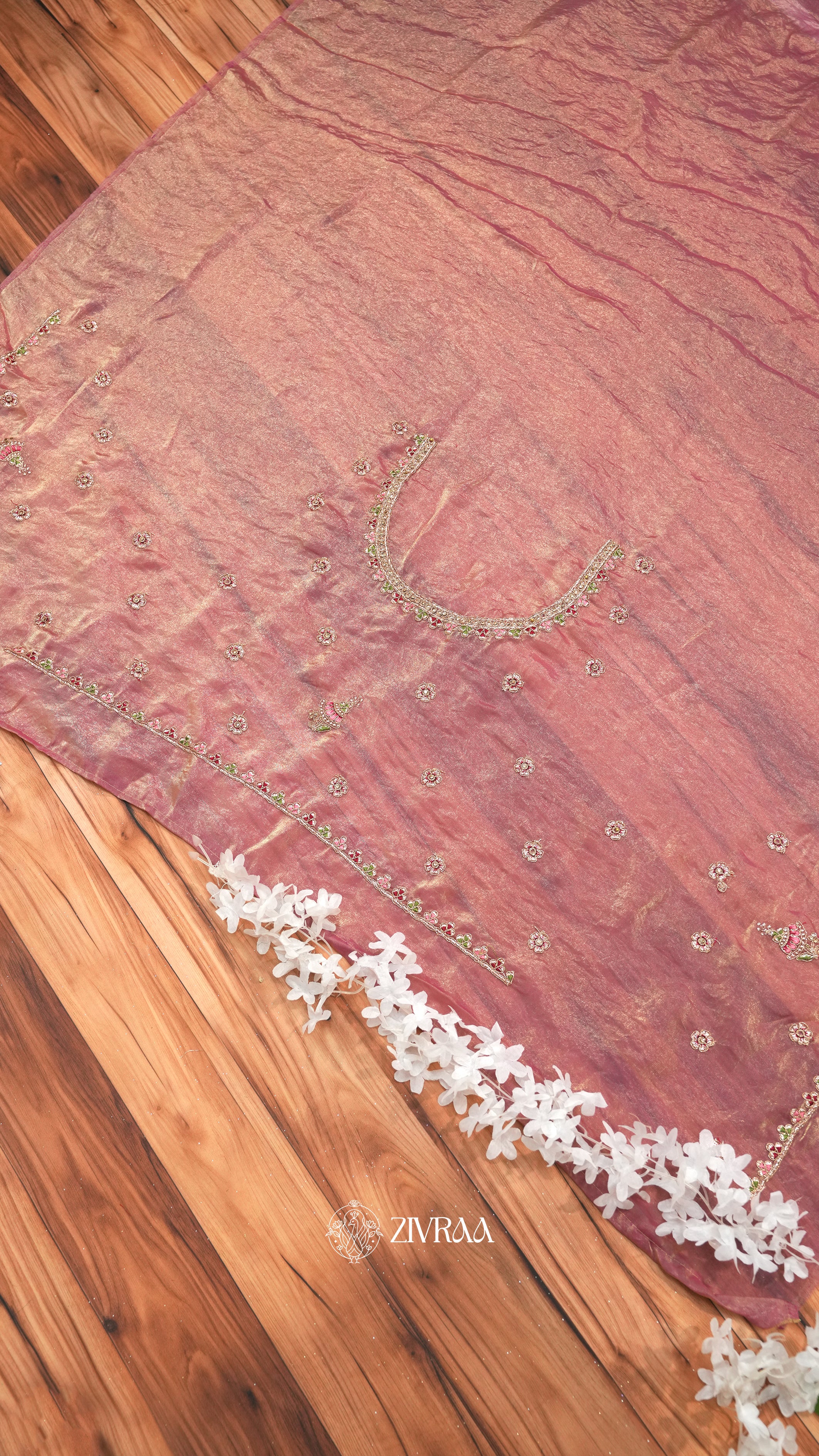 Mustard Golden Silk Saree with Heavy Floral Embroidered Border & Zari Work