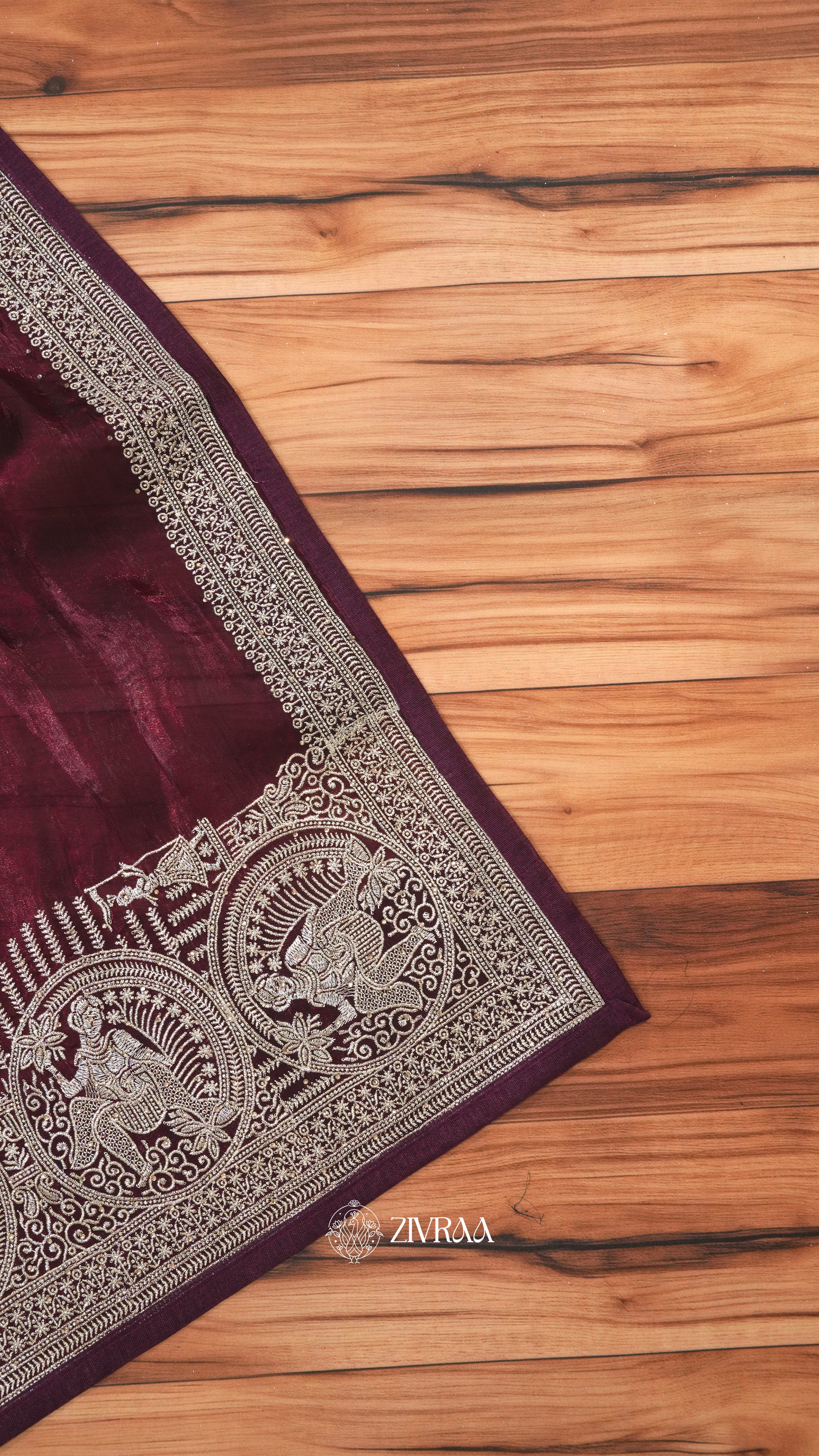 Emerald Green Silk Saree with Silver Zari Traditional Motifs