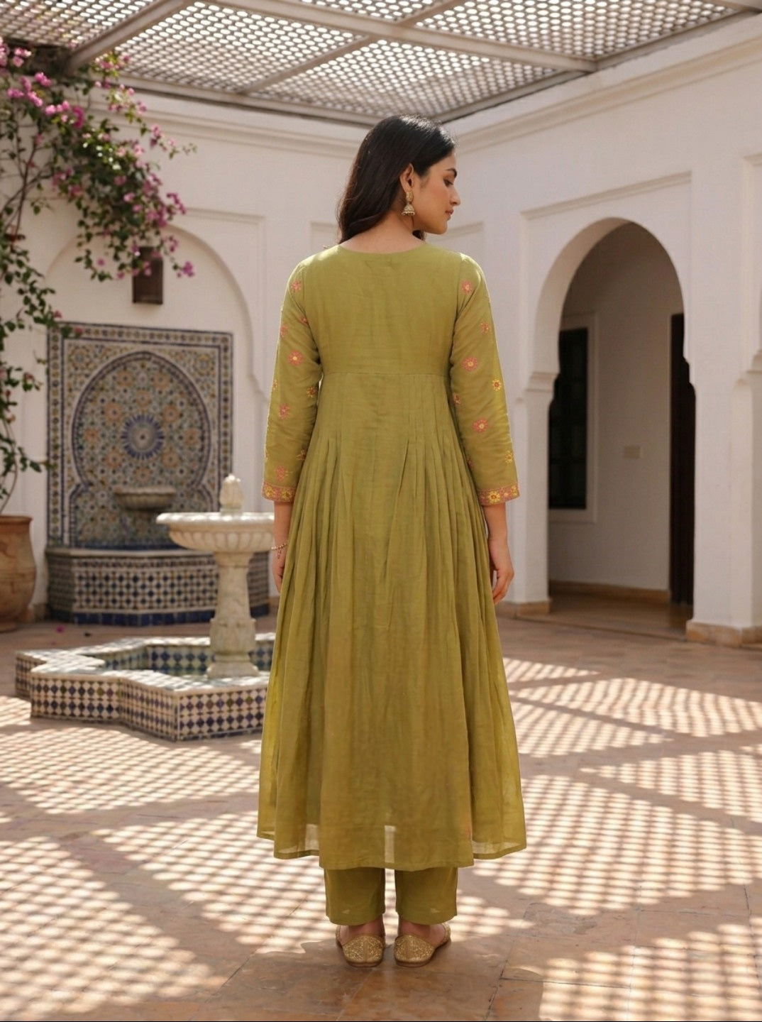 Premium Floral Printed Mal Chanderi Kurta Set for Women with Roman Silk Pant | Elegant Festive & Ethnic Wear