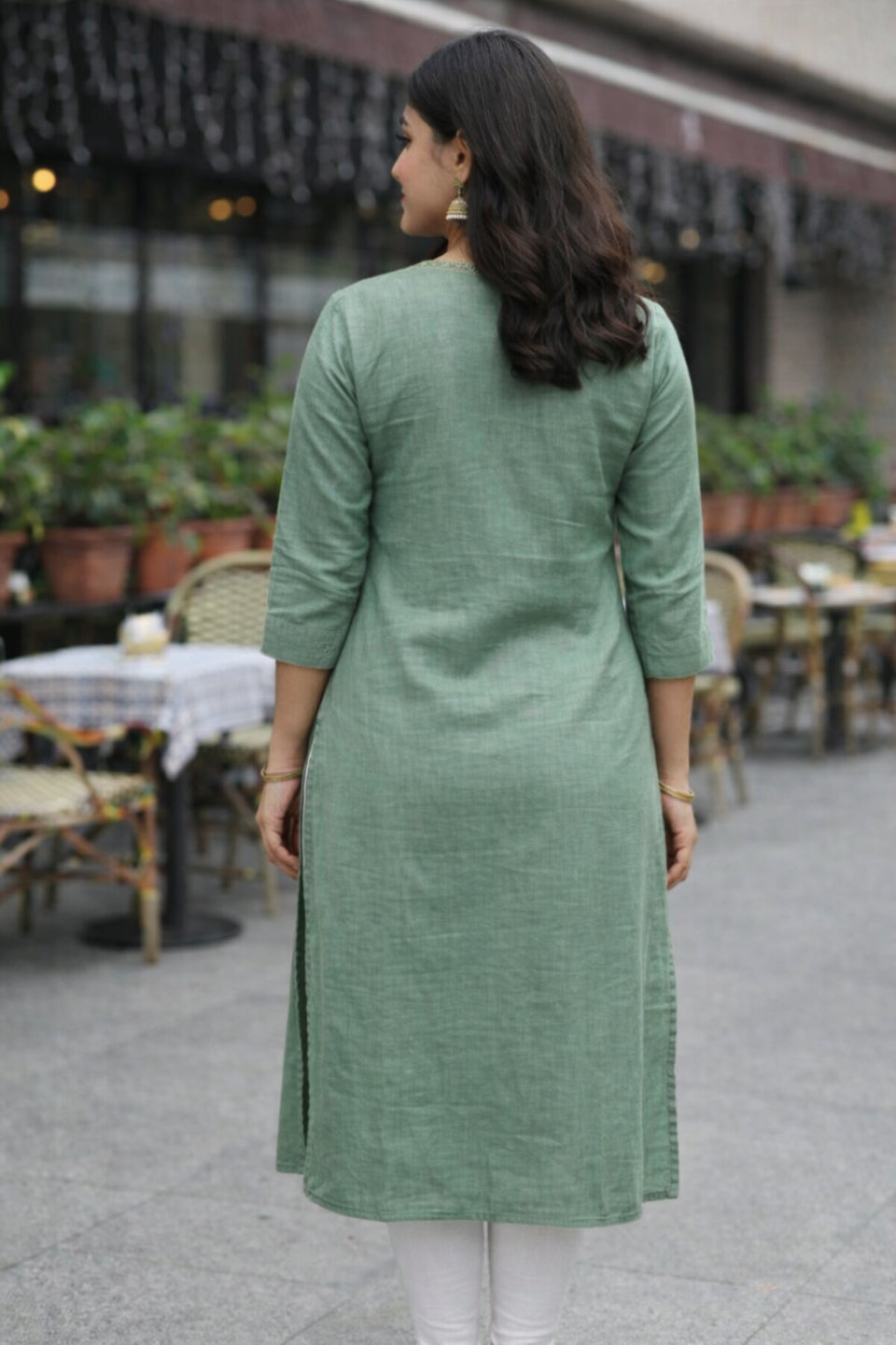 Women's Sage Green Embroidered Straight Kurti | Elegant Ethnic Kurta for Women | Stylish Casual & Office Wear Kurti