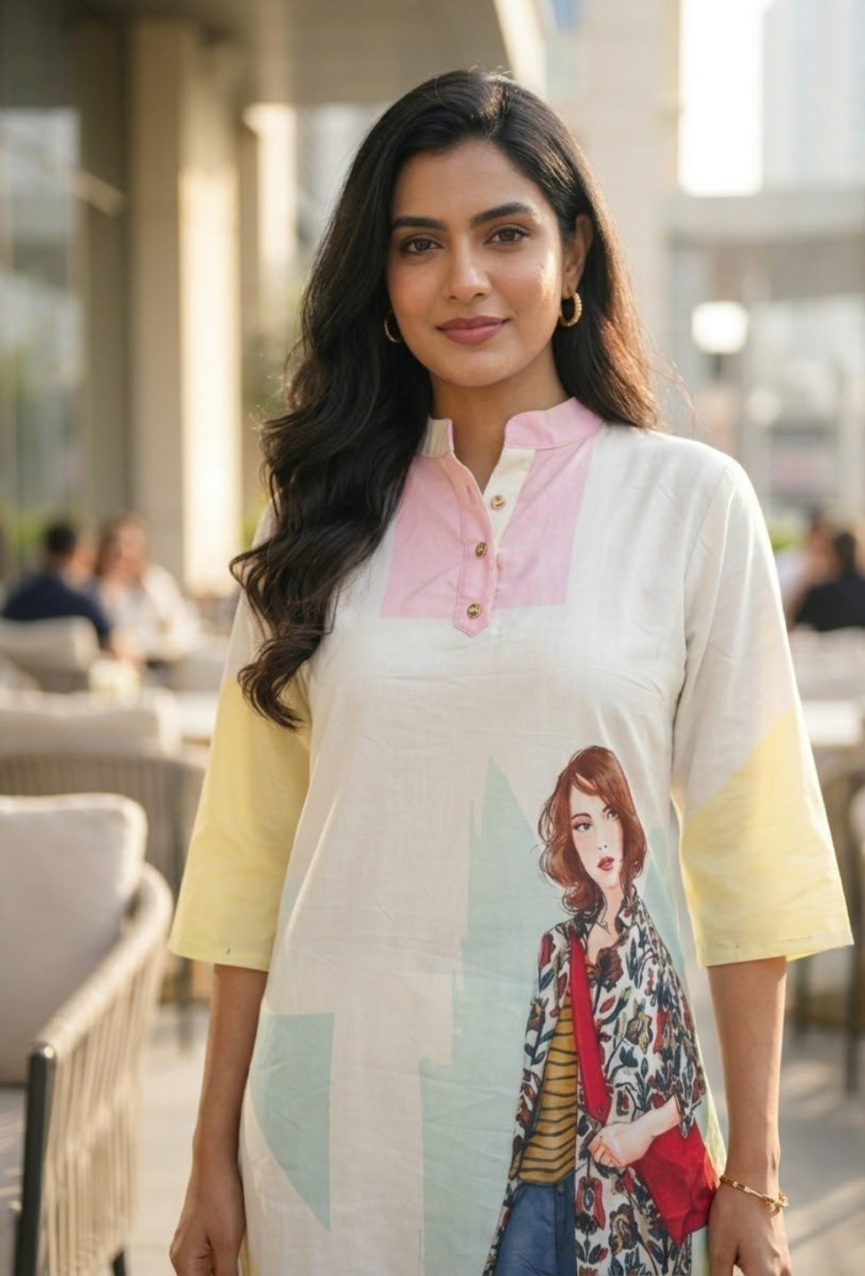 Women White Printed Co-Ord Set | Casual Kurta & Pant Set | Trendy Graphic Ethnic Wear