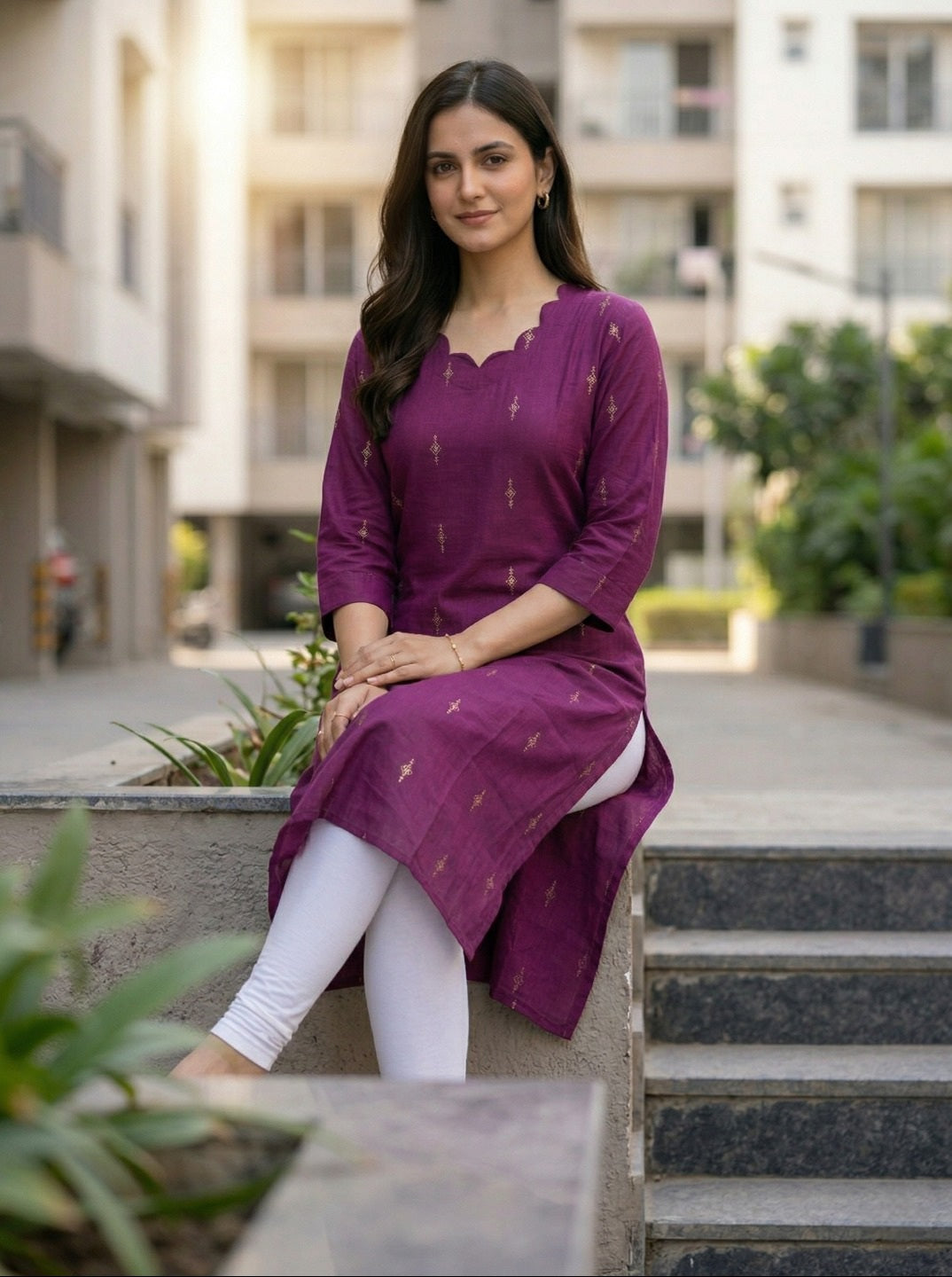 Women Cotton Blend Foil Print Kurti | Stylish Straight Fit Ethnic Kurti for Women