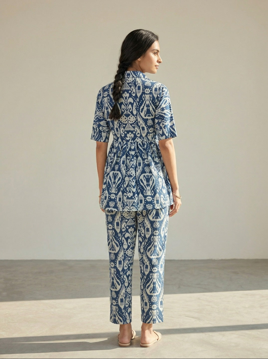 Women’s Ethnic Printed Co-Ord Set | with Peplum Top & Palazzo Pants