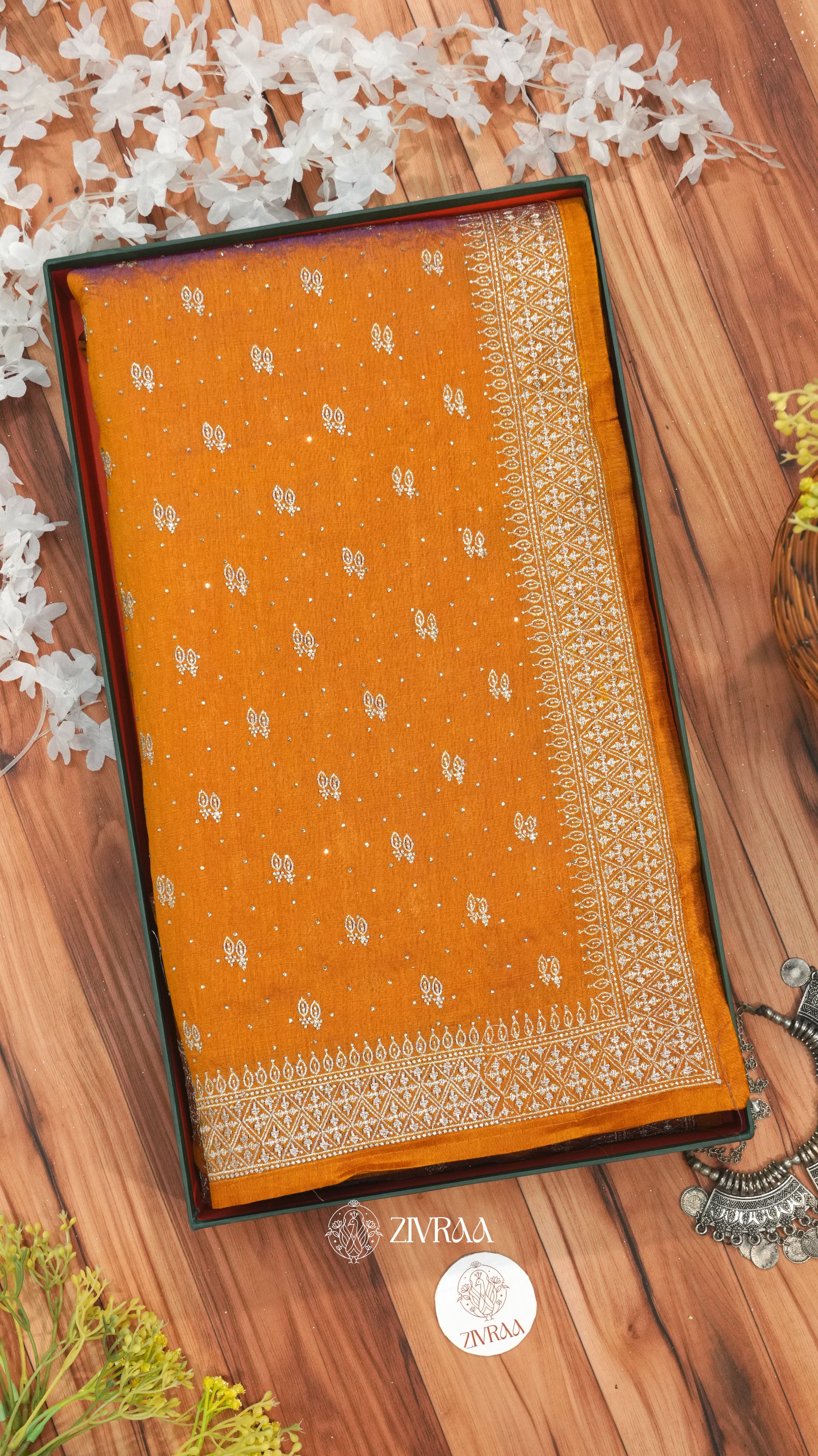 Elegant Dark Green Woven Silk Saree with Golden Motifs & Traditional Border