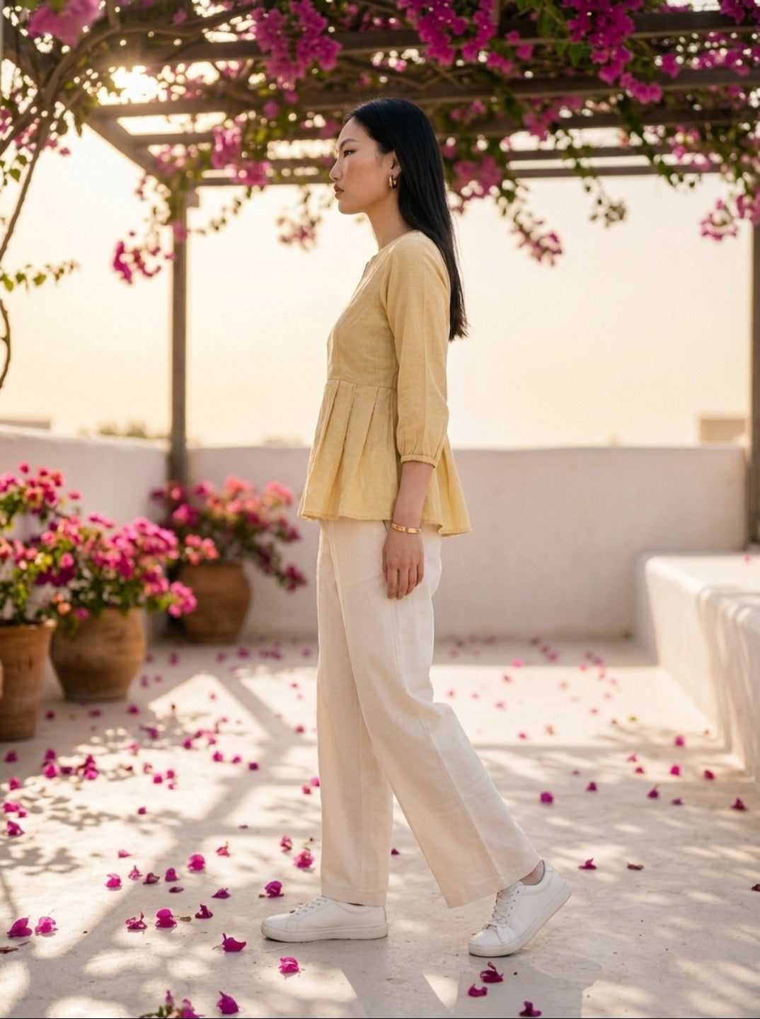 Women Trendy Linen Cotton Co-Ord Set | Elegant Peplum Summer Co-Ord Set Outfit