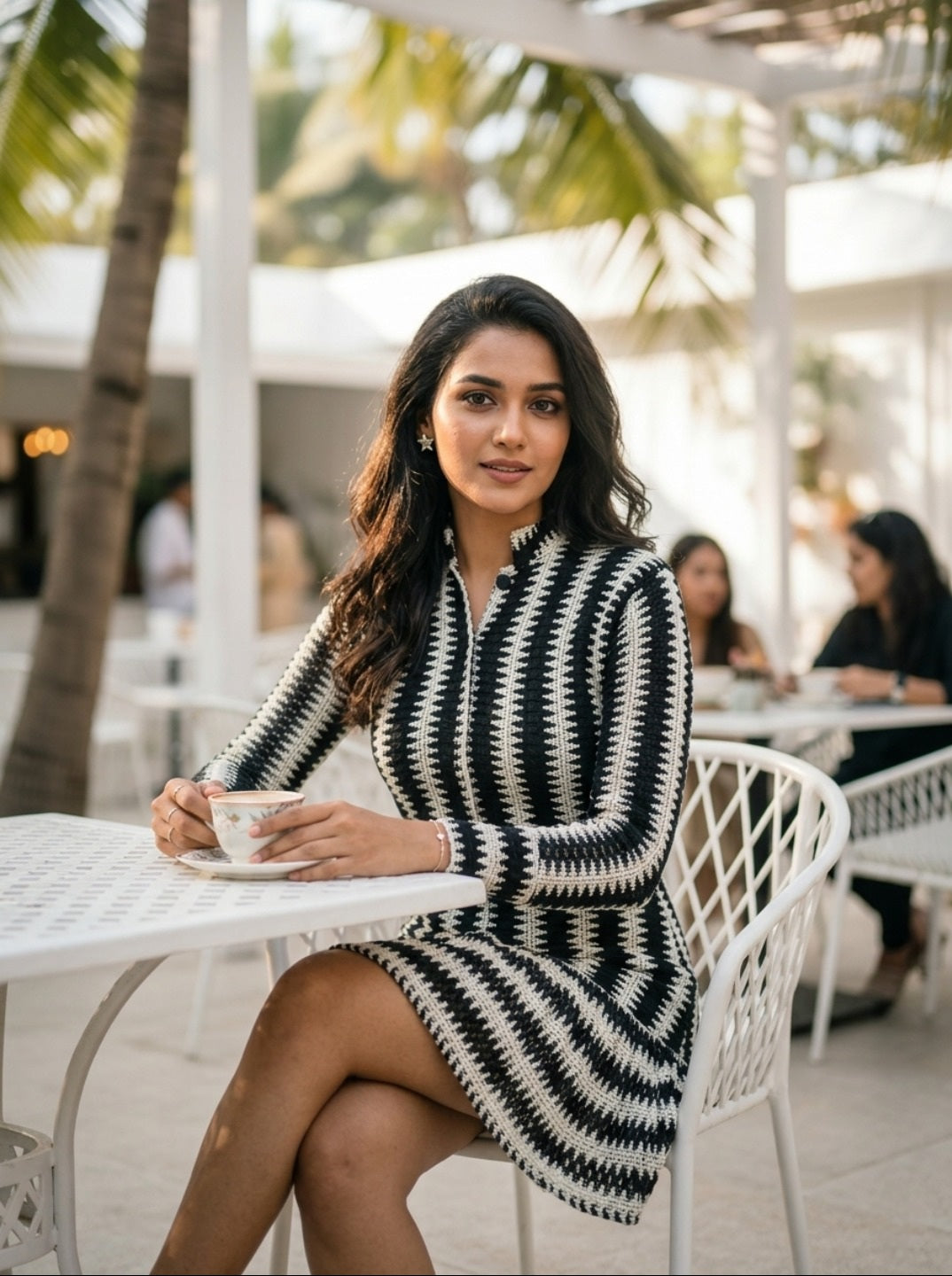 Striped Kurti for Women – Full Sleeve Short Kurti Dress, Regular Fit Casual Office Wear Ethnic Top