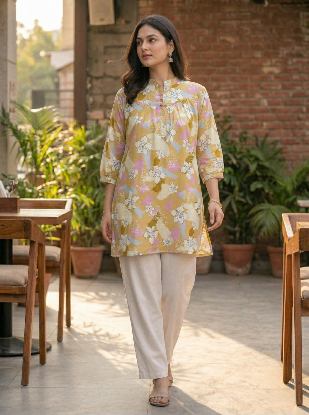 Women Floral Printed Cotton Kurti | Summer Trend 2026 Straight Fit Ethnic Kurta for Office Wear, Daily Wear & Casual Chic Look (1 Piece Only)