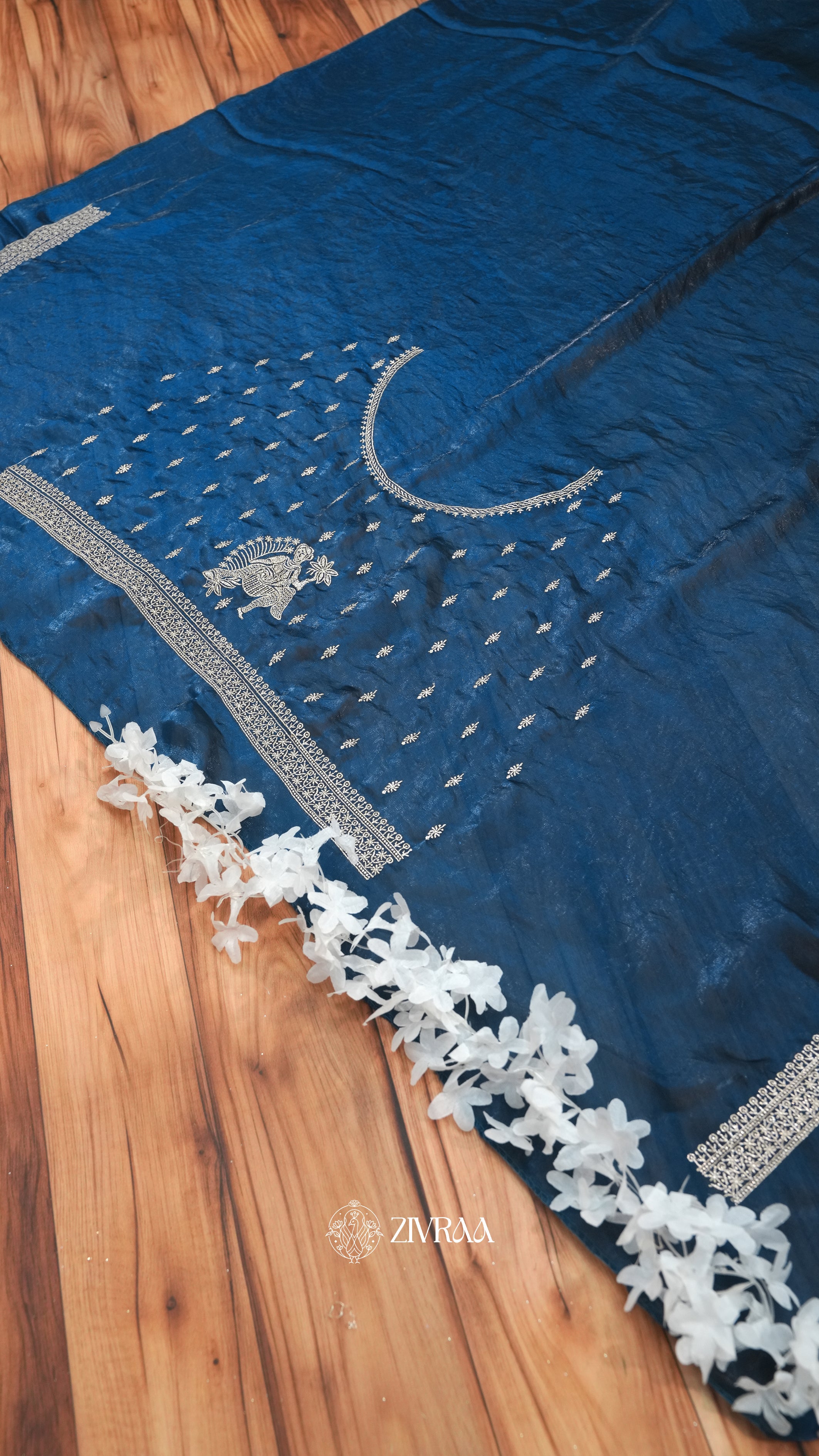 Elegant Rani Silk Saree with Traditional Silver Zari Motifs & Designer Border