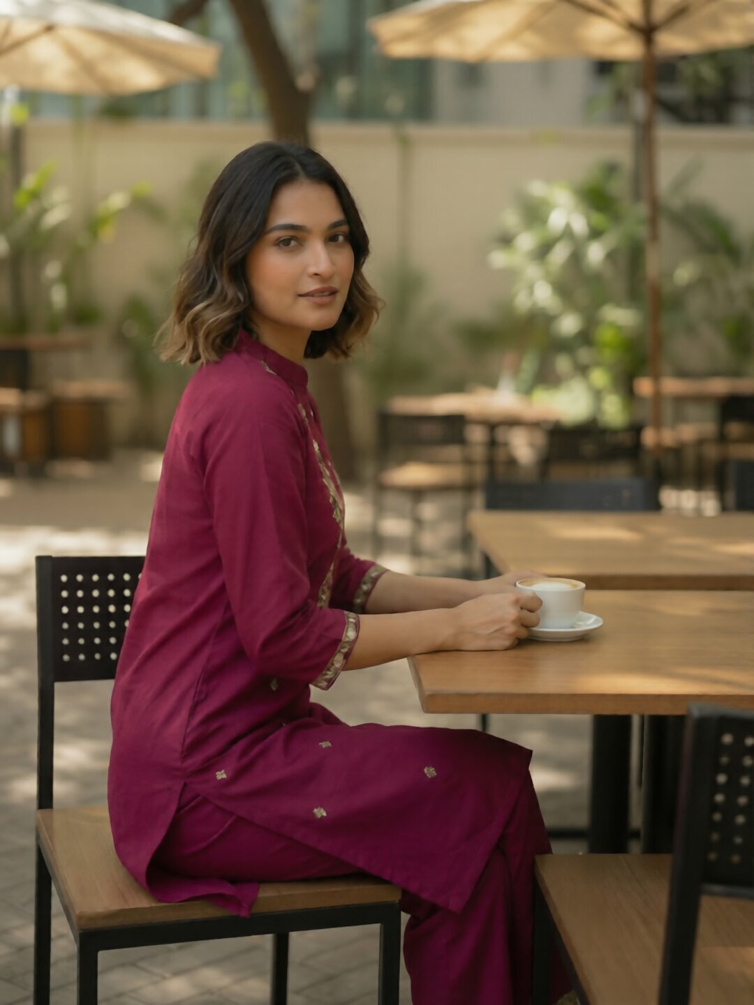 Maroon Floral Embroidered 3 Piece Kurta Set for Women with Dupatta | Elegant Wine Color Kurti Pant Set | Festive Wear, Wedding & Party Ethnic Suit