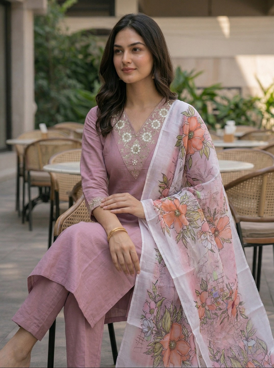 Women Rayon Slub Kurta Set with Chanderi Digital Print Dupatta | Ethnic Wear for Festive & Daily Use