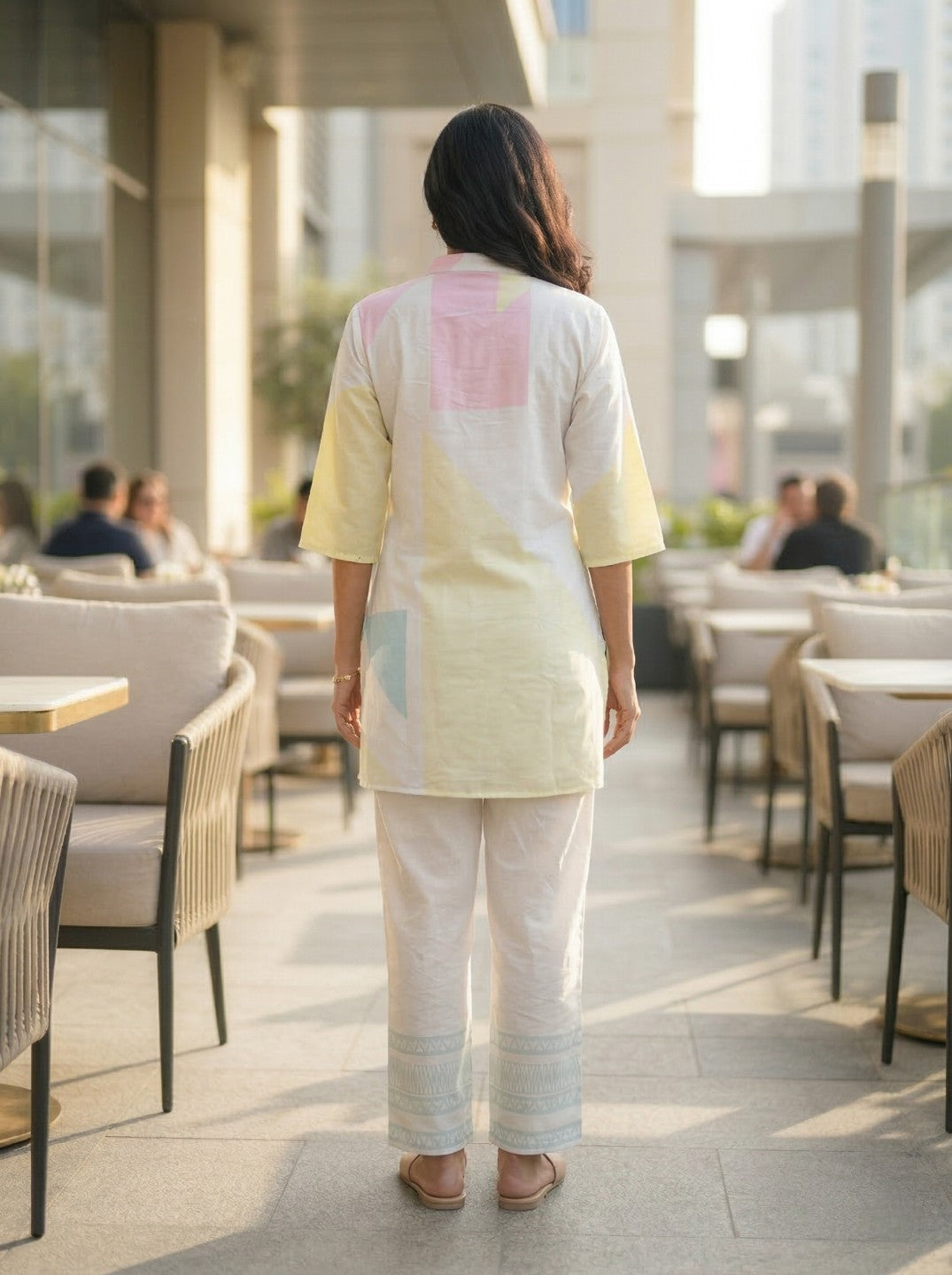 Women White Printed Co-Ord Set | Casual Kurta & Pant Set | Trendy Graphic Ethnic Wear