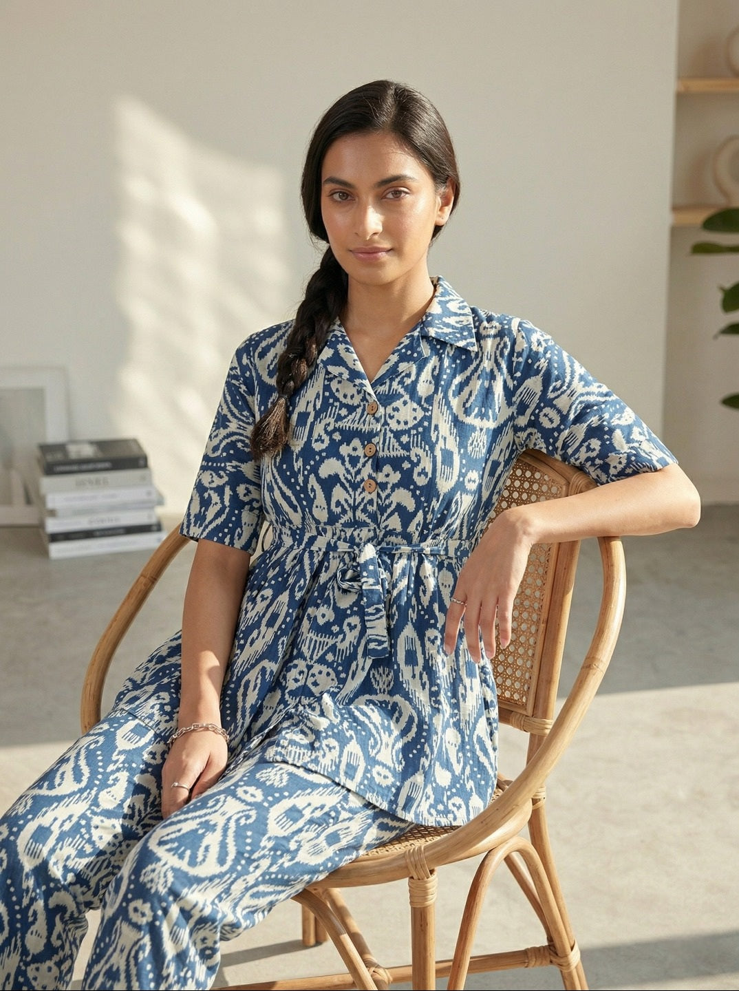 Women’s Ethnic Printed Co-Ord Set | with Peplum Top & Palazzo Pants