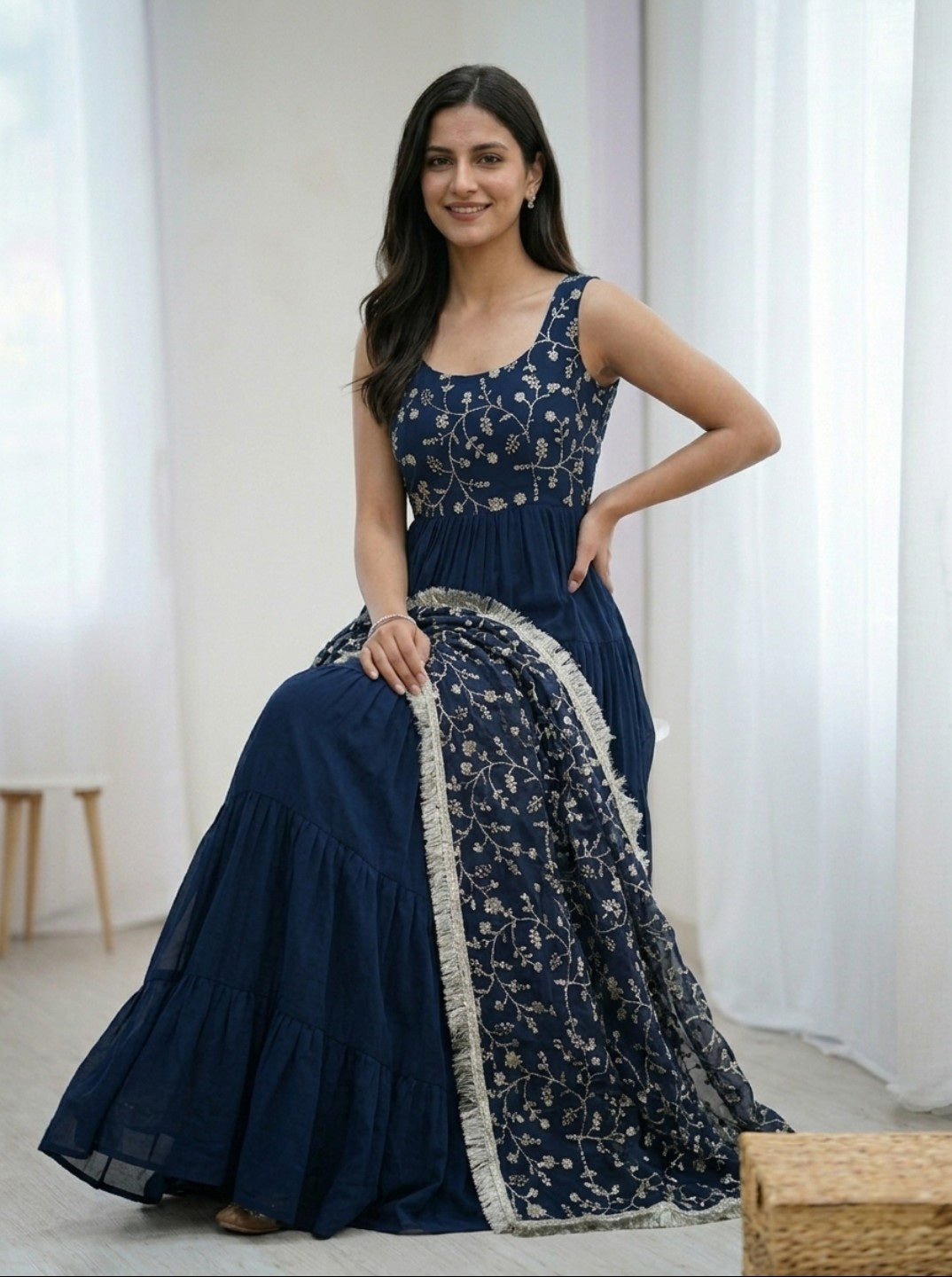 Anarkali Kurta Set with Dupatta & Pant | Fox Georgette Heavy Flared Ethnic Wear for Women | Festive & Wedding Collection