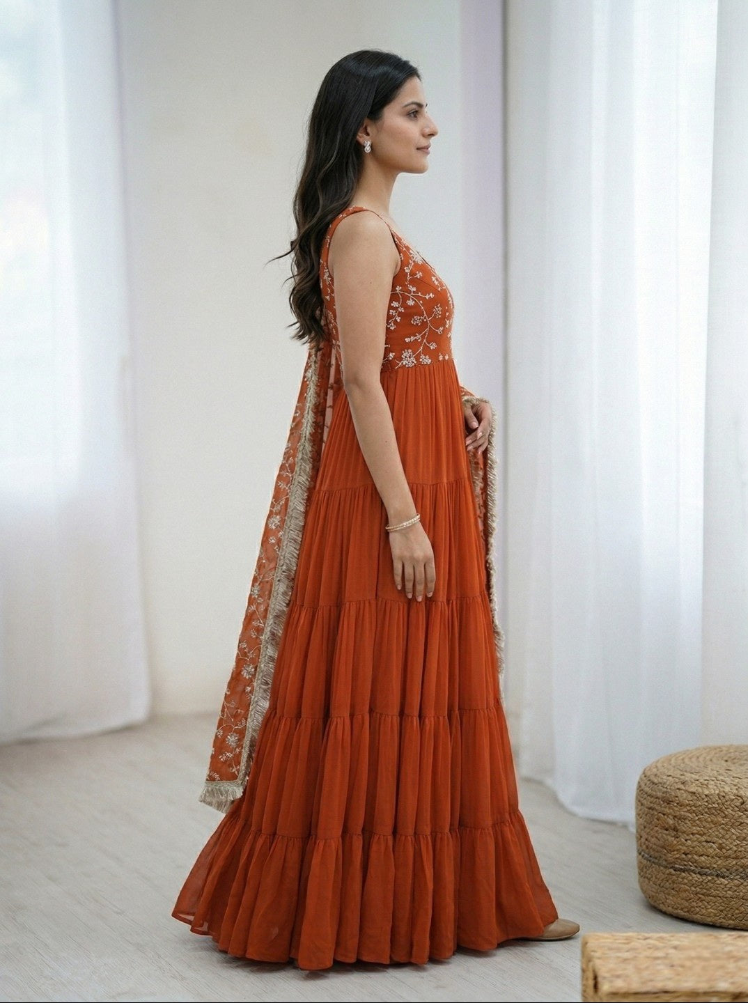 Anarkali Kurta Set with Dupatta & Pant | Fox Georgette Heavy Flared Ethnic Wear for Women | Festive & Wedding Collection