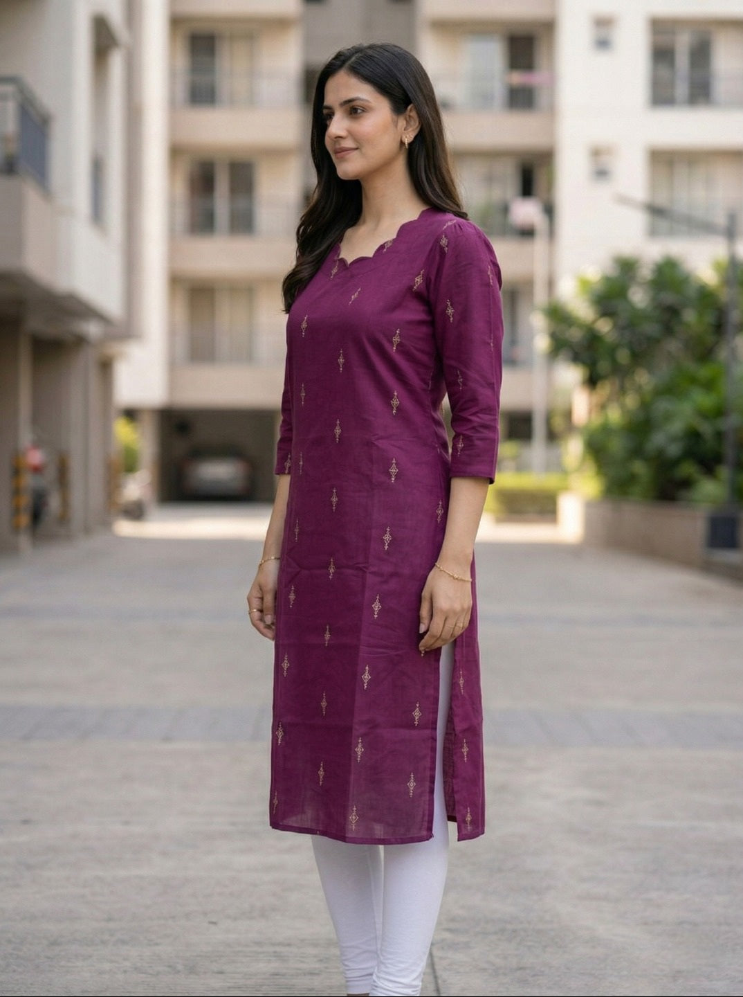 Women Cotton Blend Foil Print Kurti | Elegant Straight Fit Office & Casual Wear KurtI