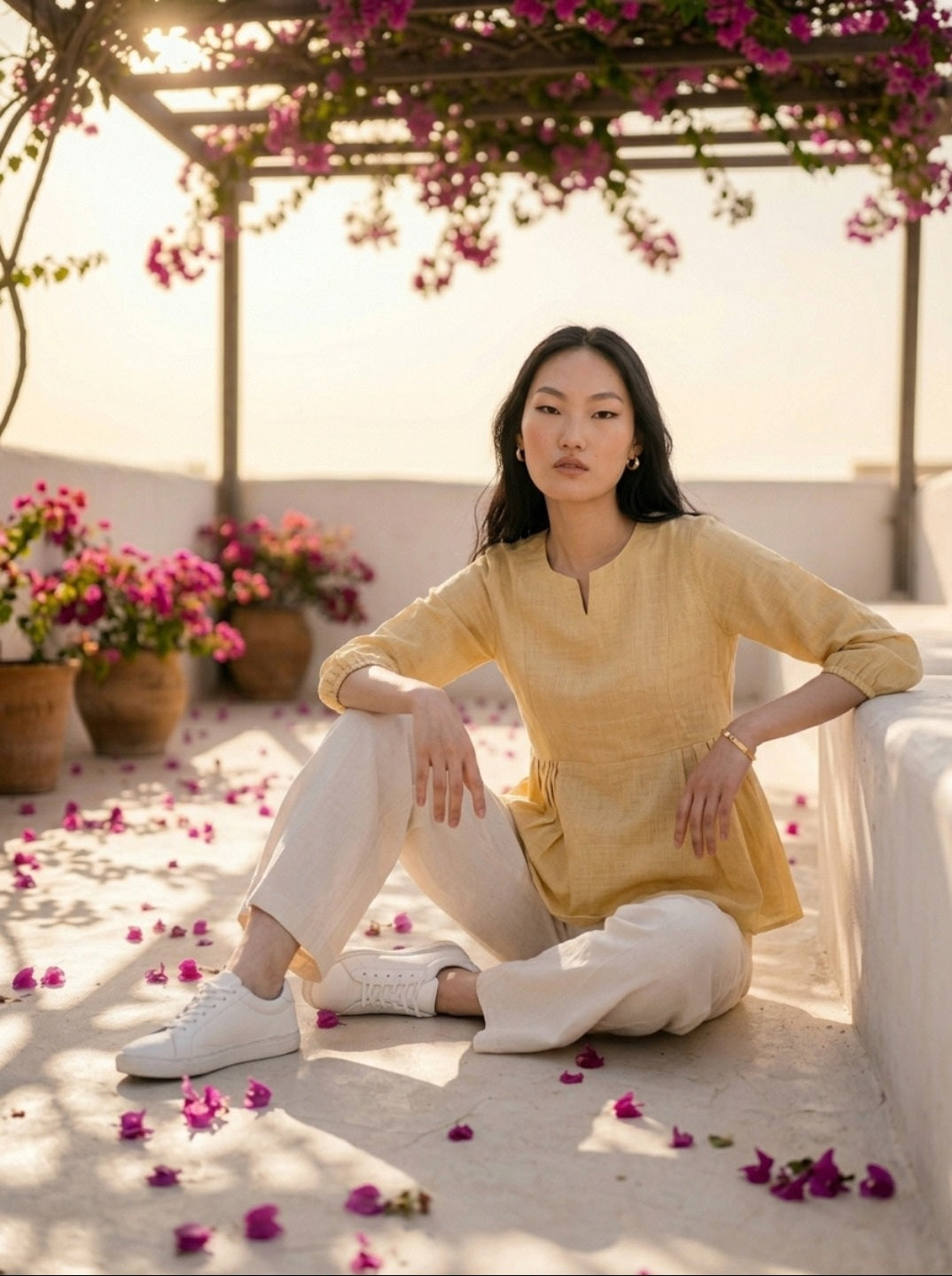 Women Trendy Linen Cotton Co-Ord Set | Elegant Peplum Summer Co-Ord Set Outfit