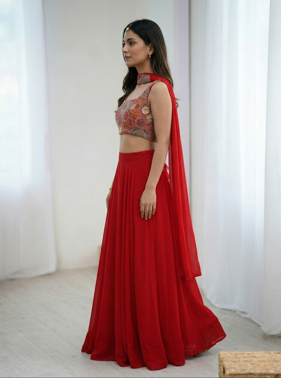 Georgette Lehenga Choli with Embroidered Blouse & Dupatta | Festive & Haldi Special Outfit