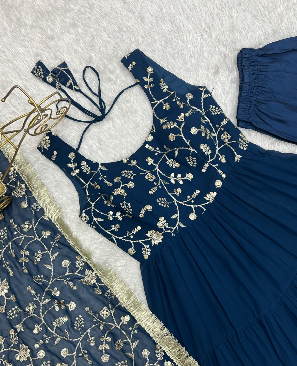 Anarkali Kurta Set with Dupatta & Pant | Fox Georgette Heavy Flared Ethnic Wear for Women | Festive & Wedding Collection