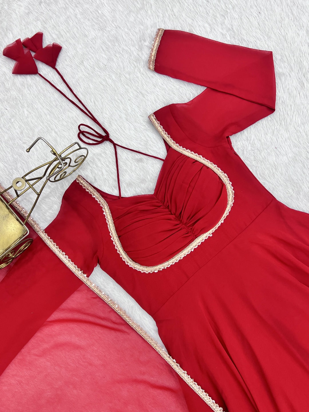 Georgette Anarkali Gown with Dupatta | Flared Festive & Wedding Wear for Women