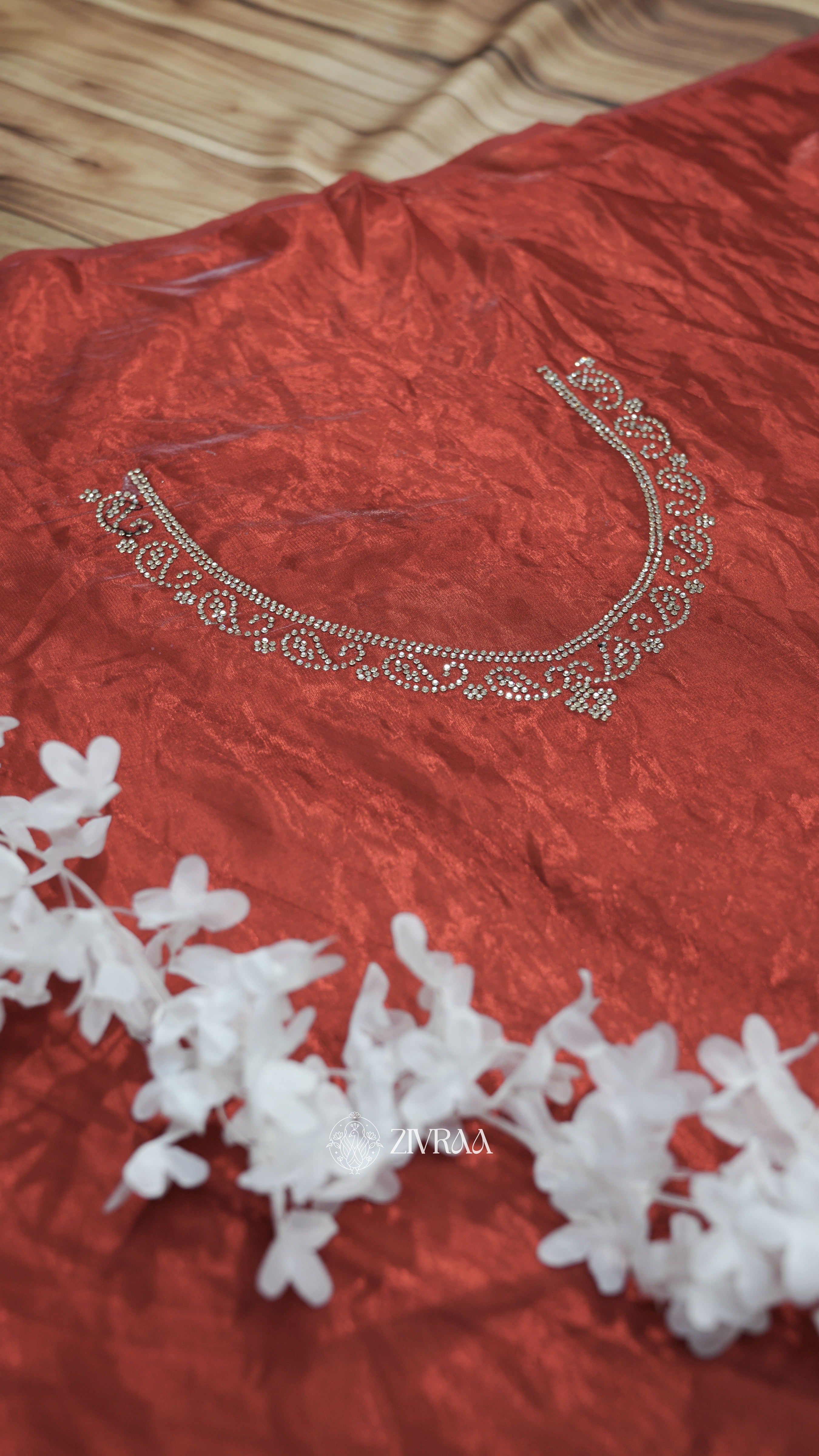 Elegant Rani Pink Saree with Floral Stone Embellished Border