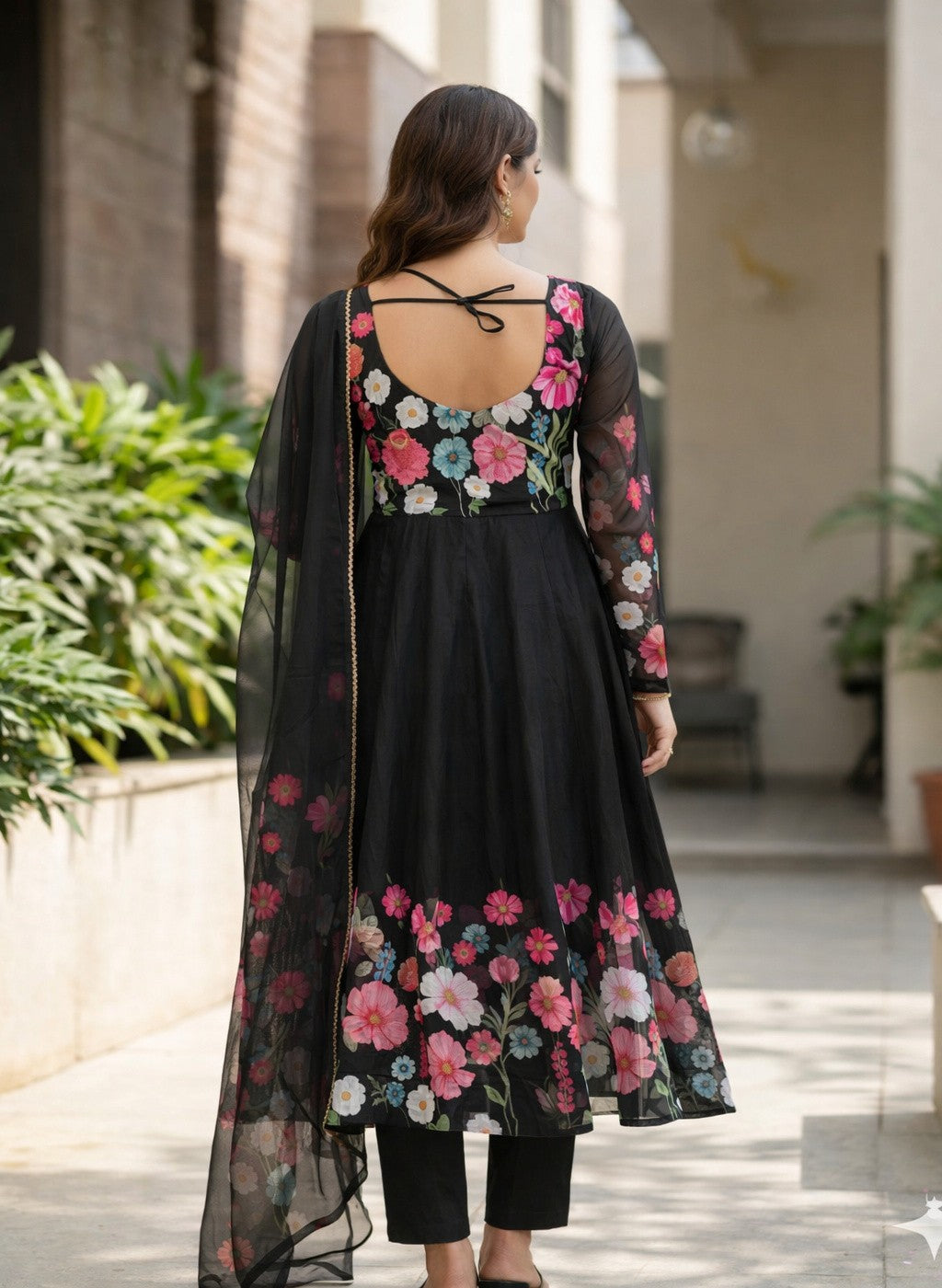 Floral Organza Silk Kurta Set for Women | Stylish 3 Piece Ethnic Outfit with Dupatta