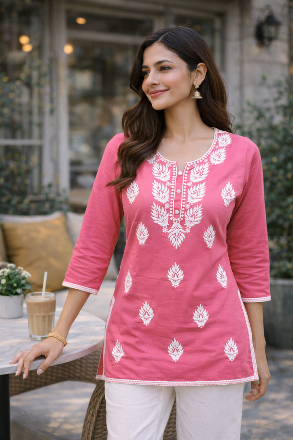 Elegant Pink Printed Kurti for Women – Stylish Ethnic Casual Wear