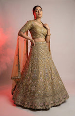 Mustard Embroidered Lehenga Choli with Heavy Jarkan Work – Designer Wedding & Festive Wear (Semi Stitched)