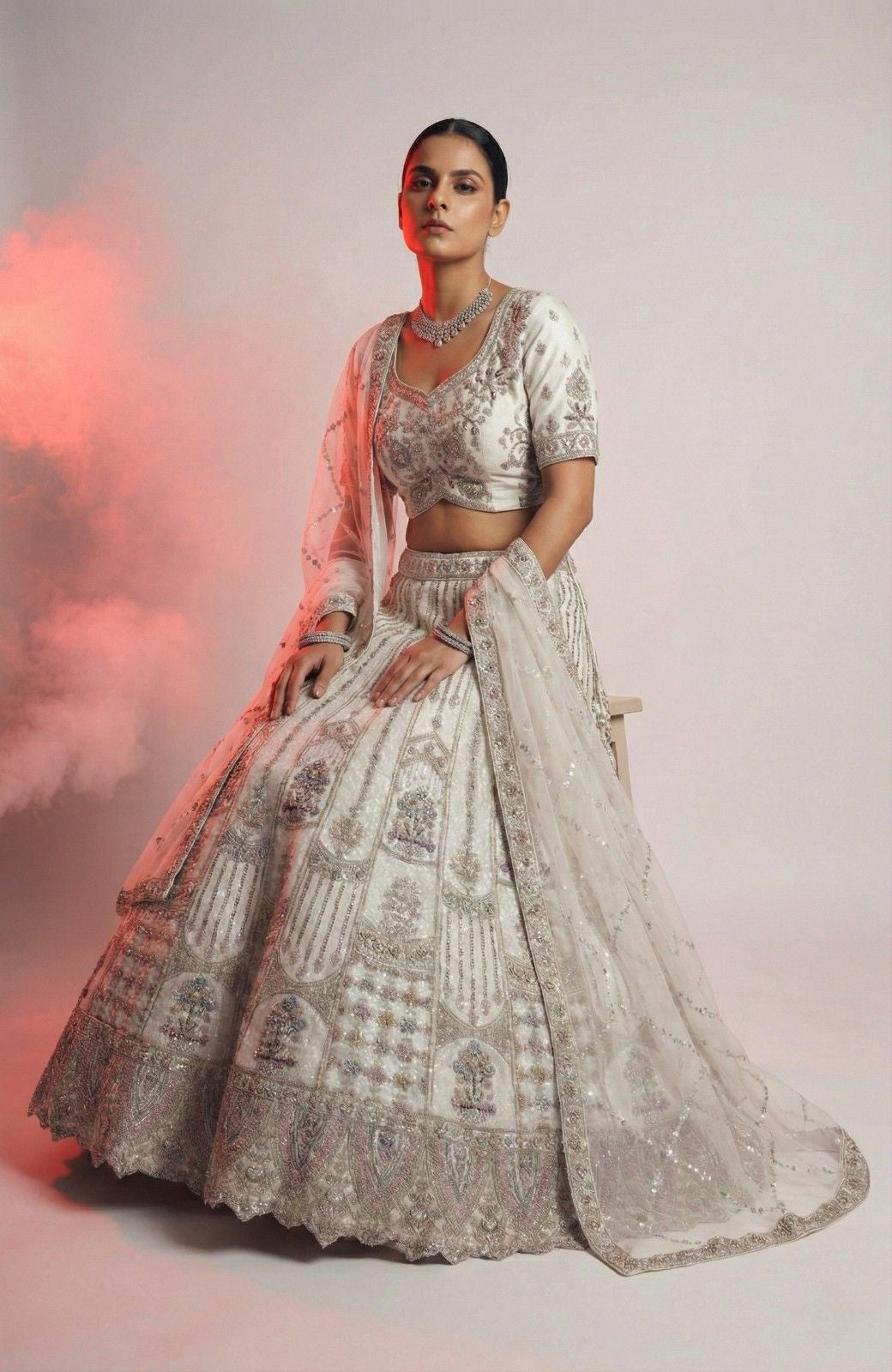 Lavender Embroidered Lehenga Choli with Net Dupatta Festive Wear