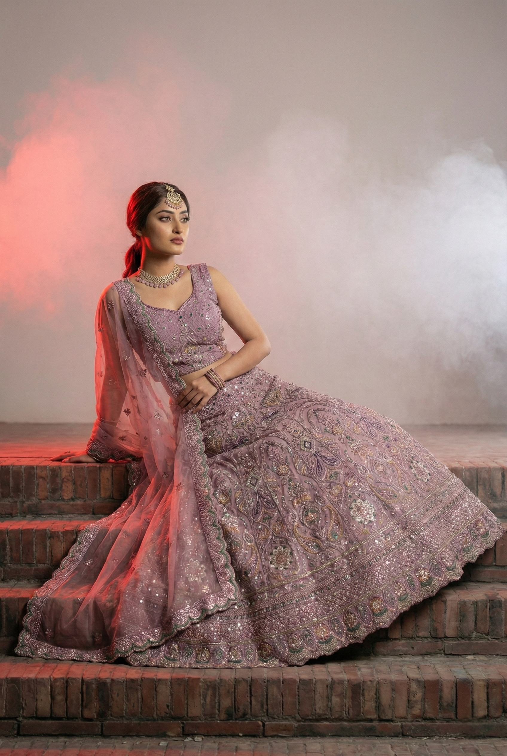 Ivory gold Embroidered Bridal Lehenga Choli with Net Dupatta – Pastel Handwork Designer Lehenga