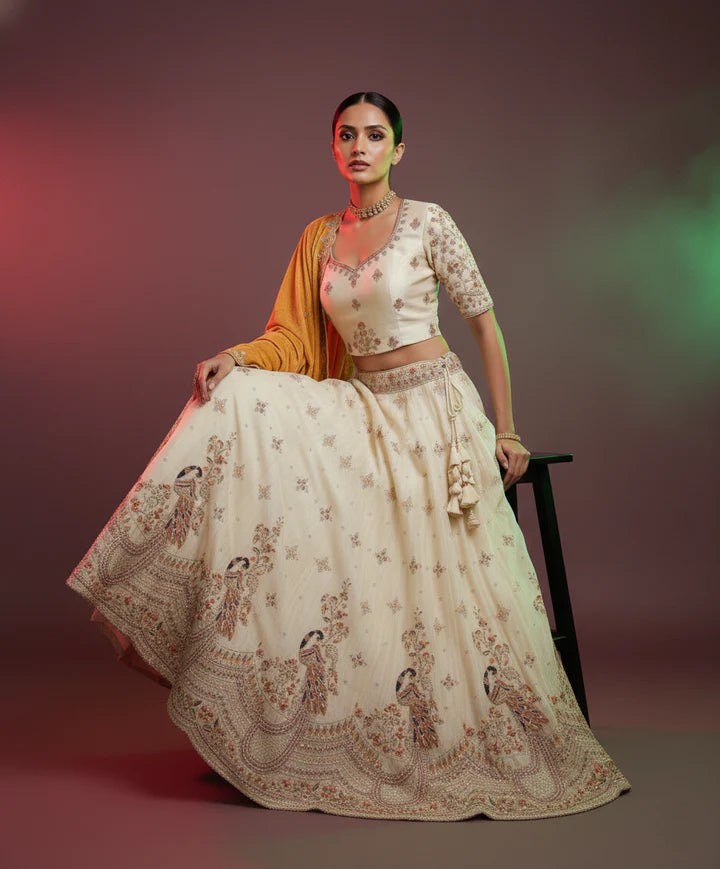 Lavender Dupatta Viscose Silk Lehenga Choli Set with Embroidery & Jarkan Work – Party Wear | Wedding & Festive Collection