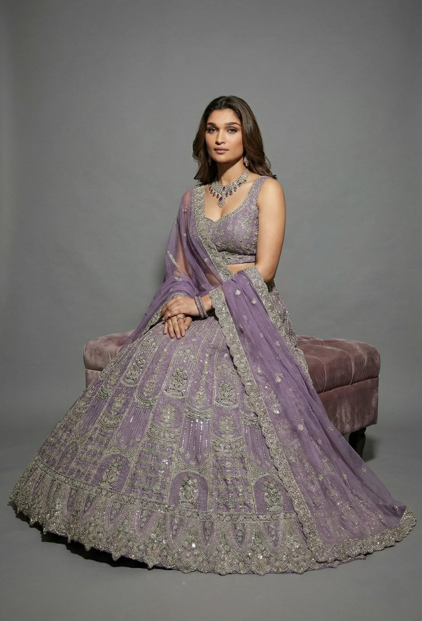 Pink Shimmer Net Lehenga Choli with Heavy Zari & Sequin Embroidery | Bridal & Wedding Party Wear Lehenga