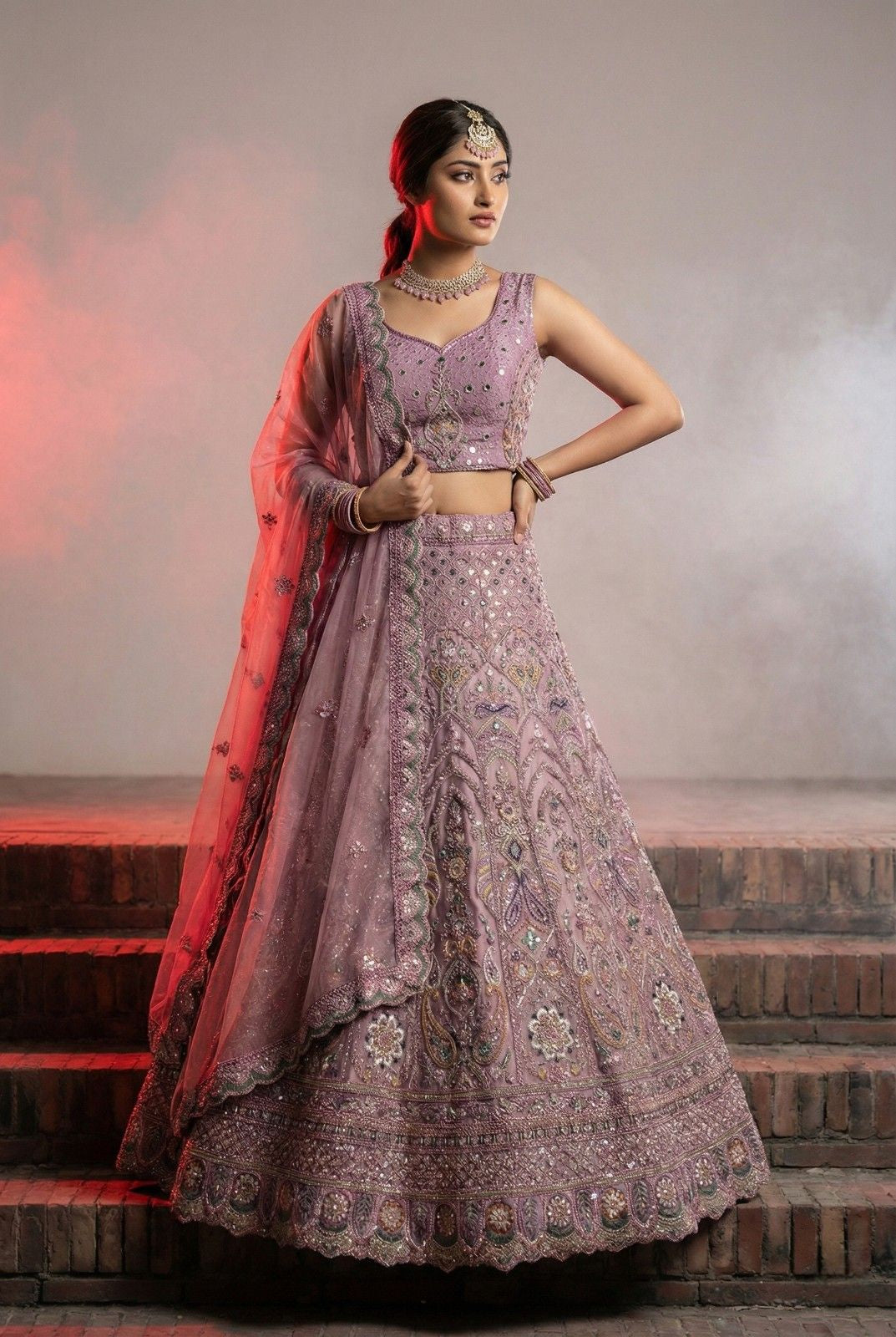 Pink Shimmer Net Lehenga Choli with Heavy Embroidery & Jarkan Work – Wedding & Party Wear Semi Stitched Lehenga