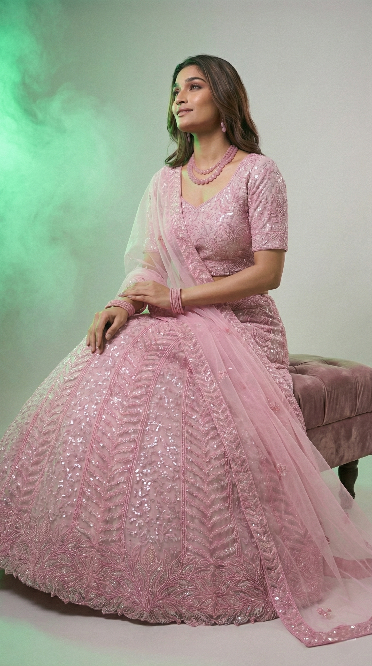 Pink Embroidered Lehenga Choli with Net Dupatta –  Festive Wear