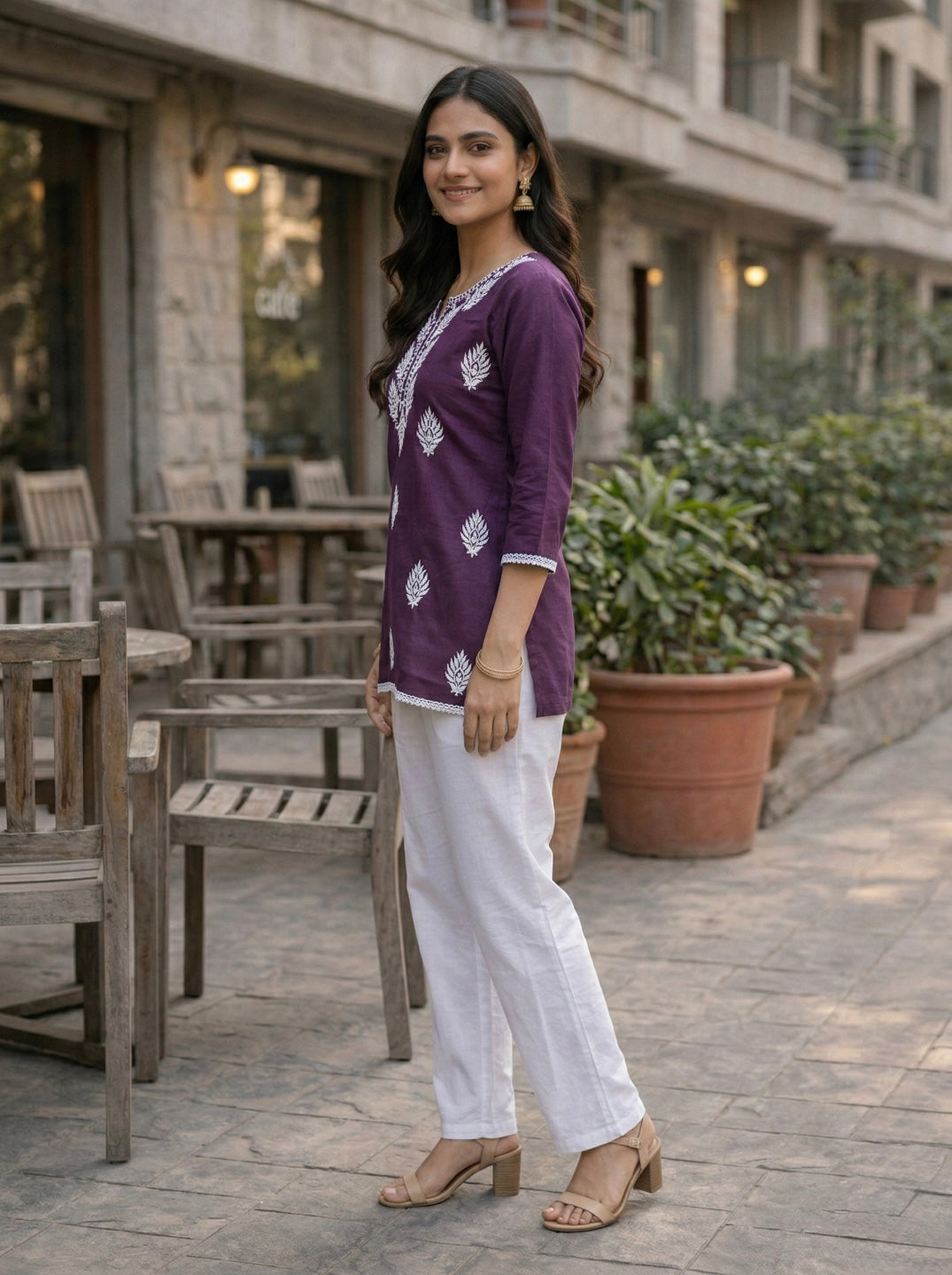 Elegant Purple Printed Kurti for Women – Stylish Ethnic Short Kurti