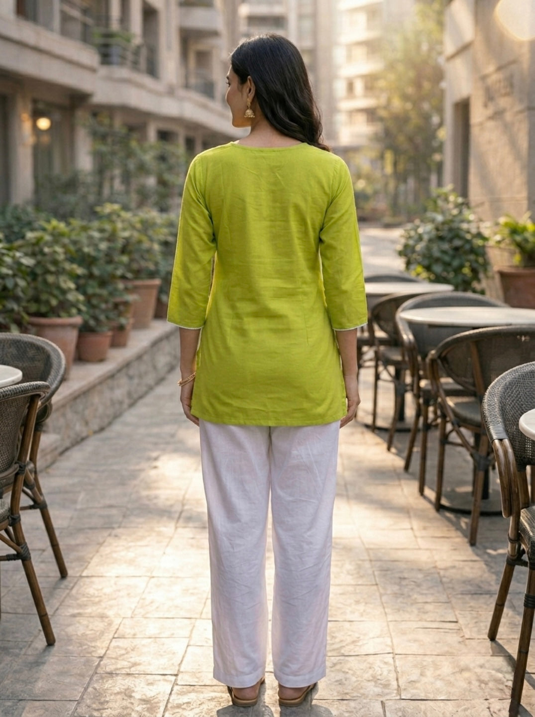 Stylish Lime Green Printed Kurti for Women – Elegant Ethnic Short Kurti