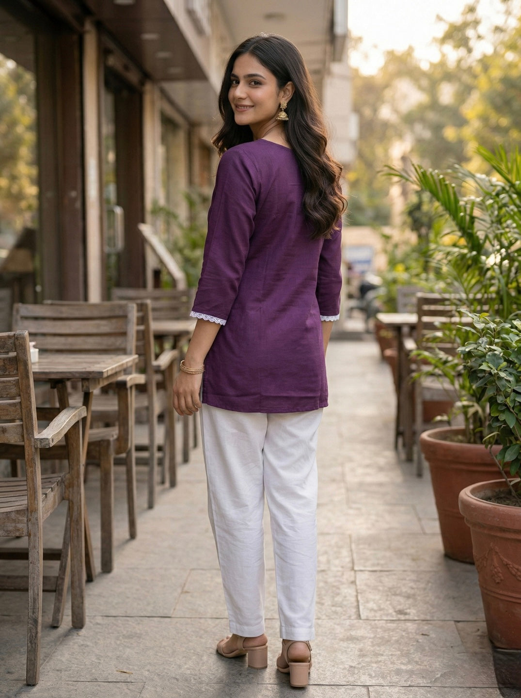 Elegant Purple Printed Kurti for Women – Stylish Ethnic Short Kurti