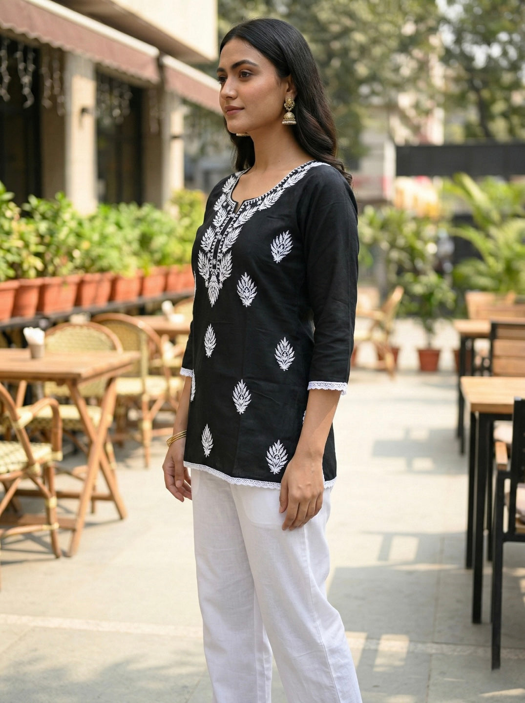 Stylish Black Embroidered Kurti for Women – traditional Ethnic Short Kurti