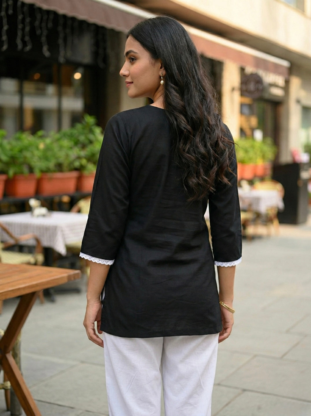 Stylish Black Embroidered Kurti for Women – traditional Ethnic Short Kurti