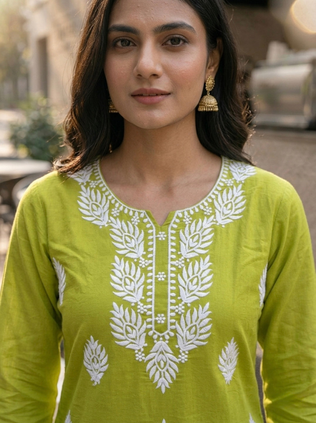 Stylish Lime Green Printed Kurti for Women – Elegant Ethnic Short Kurti