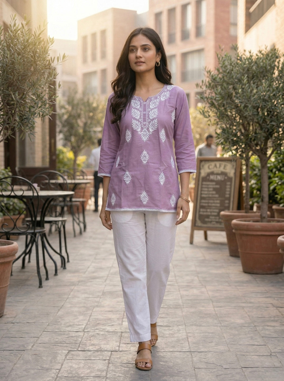 Elegant Lavender Printed Kurti for Women – Stylish Ethnic Short Kurti