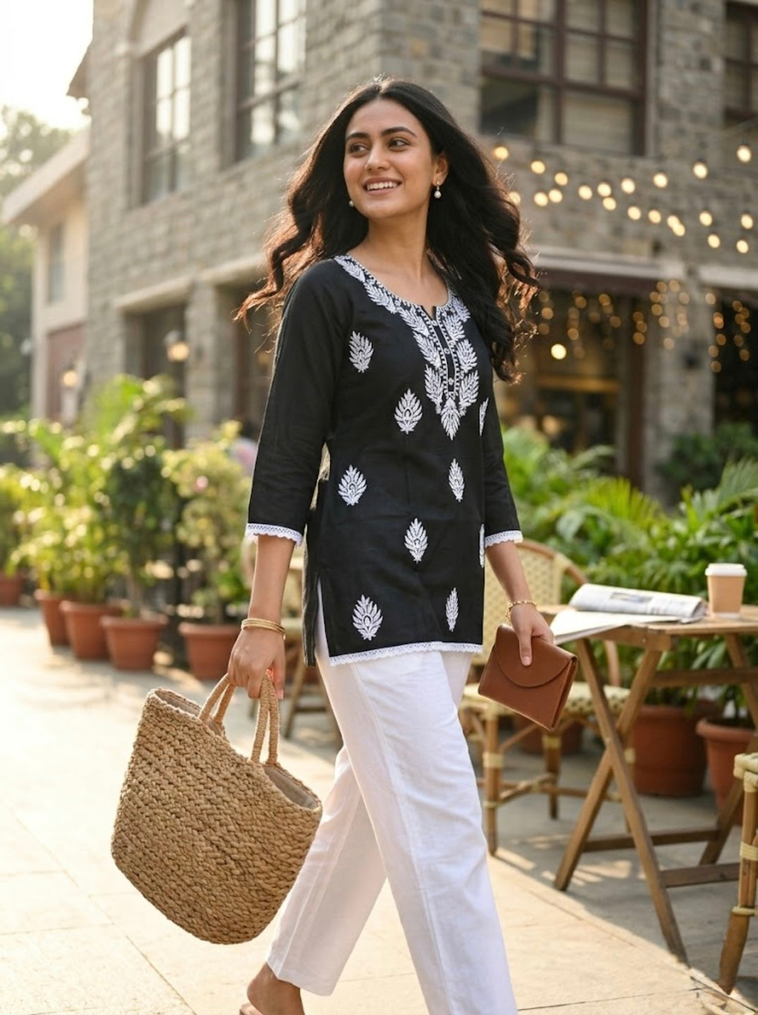 Stylish Black Embroidered Kurti for Women – traditional Ethnic Short Kurti