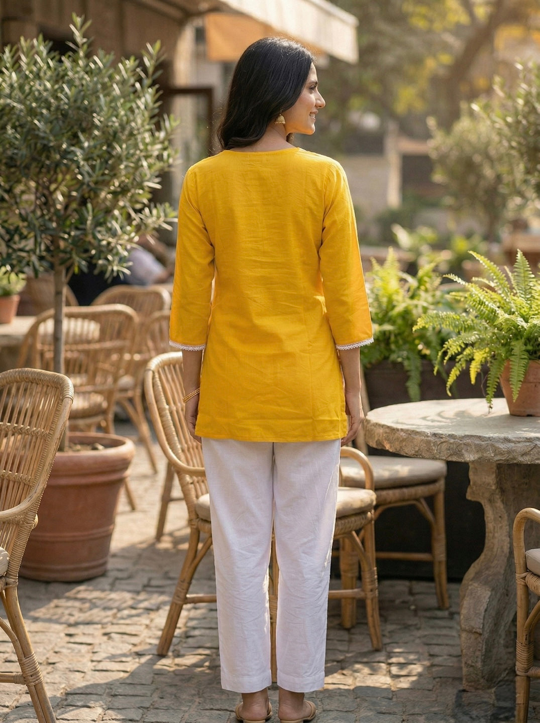 Stylish Mustard Printed Kurti for Women – Elegant Ethnic Short Kurti