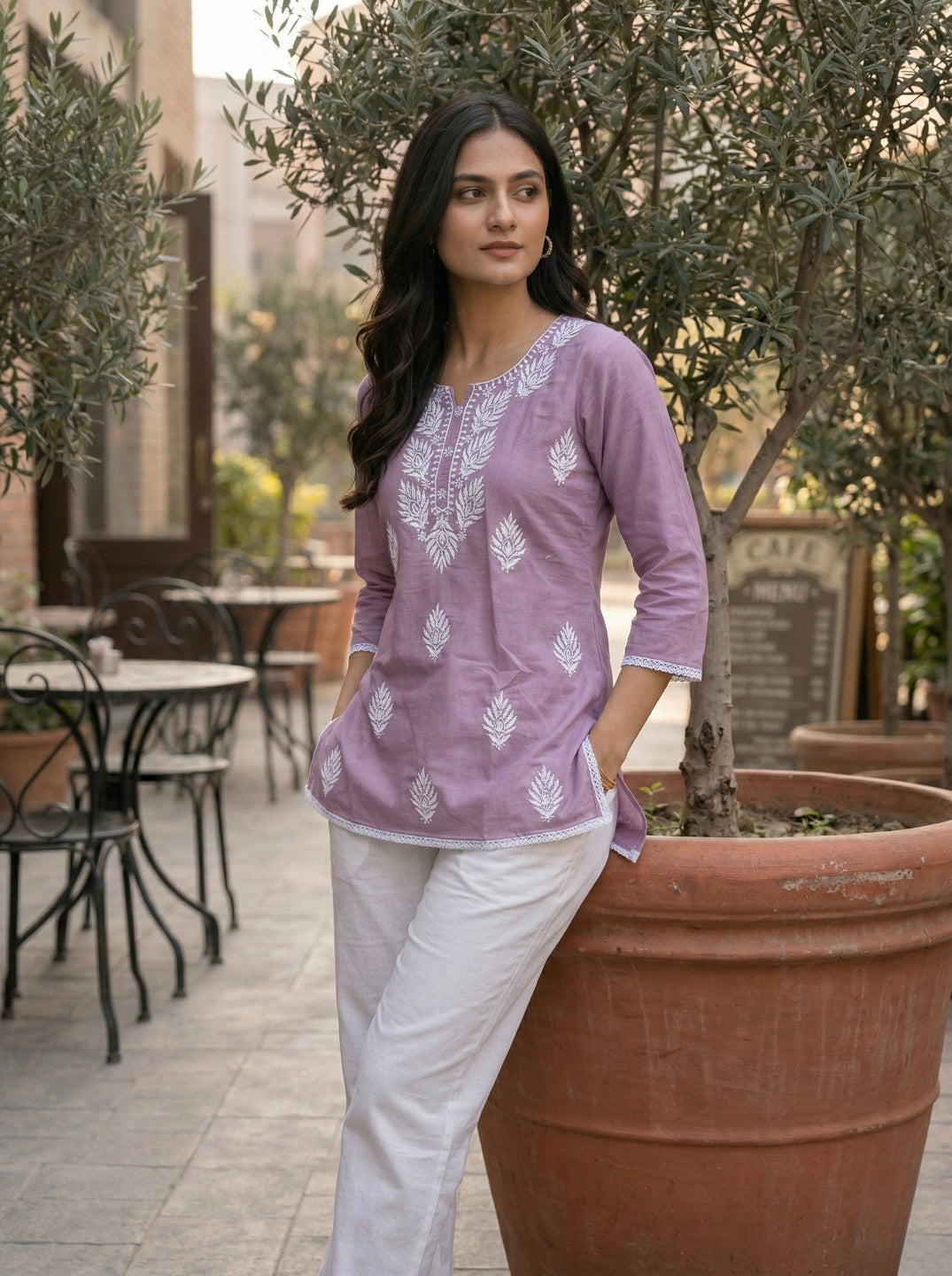 Elegant Lavender Printed Kurti for Women – Stylish Ethnic Short Kurti